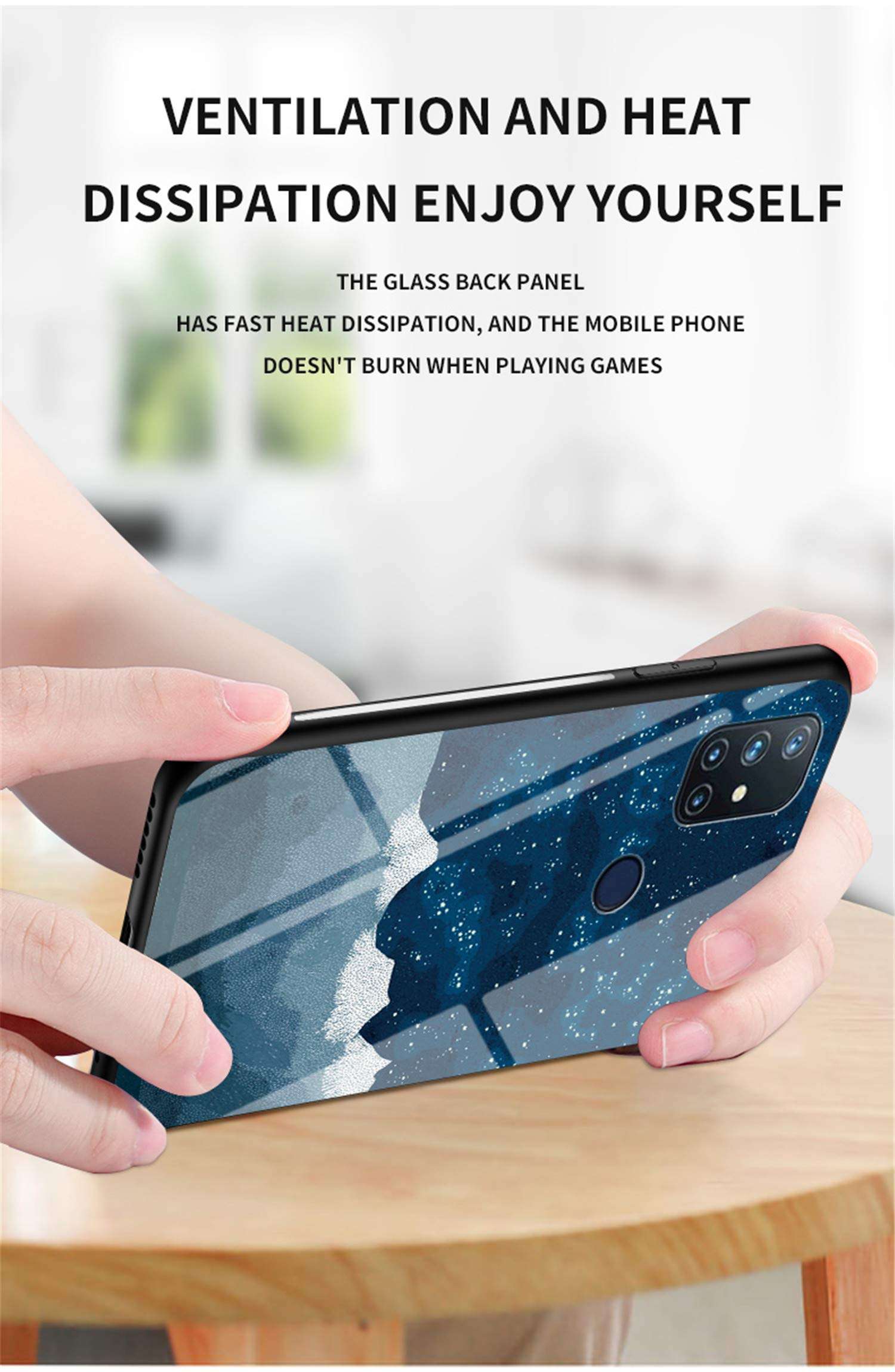 DAMONDY for Oneplus Nord N10 5G Case,3D Tempered Glass Hard Back Protective Cover Shock Absorption Soft Silicone TPU Bumper Hybrid Slim Case for Oneplus Nord N10 -Dream Sky 5