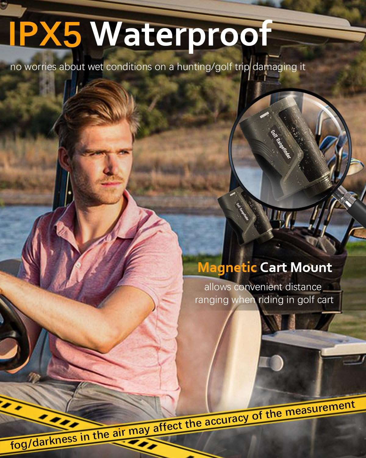 Range Finder Golf, Hunting Range Finder, Golf Rangefinder with Slope, 766Yards, Rechargeable Laser Range Finders Magnetic, Distance/Flag/Scan/Speed 6