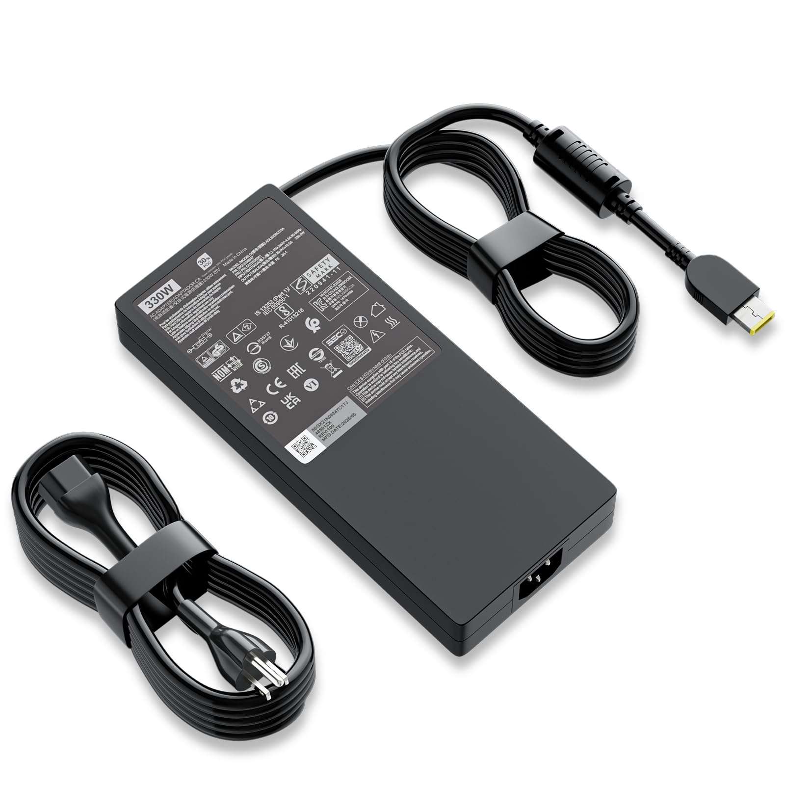 330W 20V 16.5A GaN Slim Gaming Laptop Charger Replacement for Lenovo Legion Pro 9 9i Gen 9 7 7i 5i 5 15 16 17 Yoga AIO 7 16IRX8 16IRX9 16IRX8H 16ARX8H RTX 4070 4080 4090 AC Adapter Power Supply Cord 2