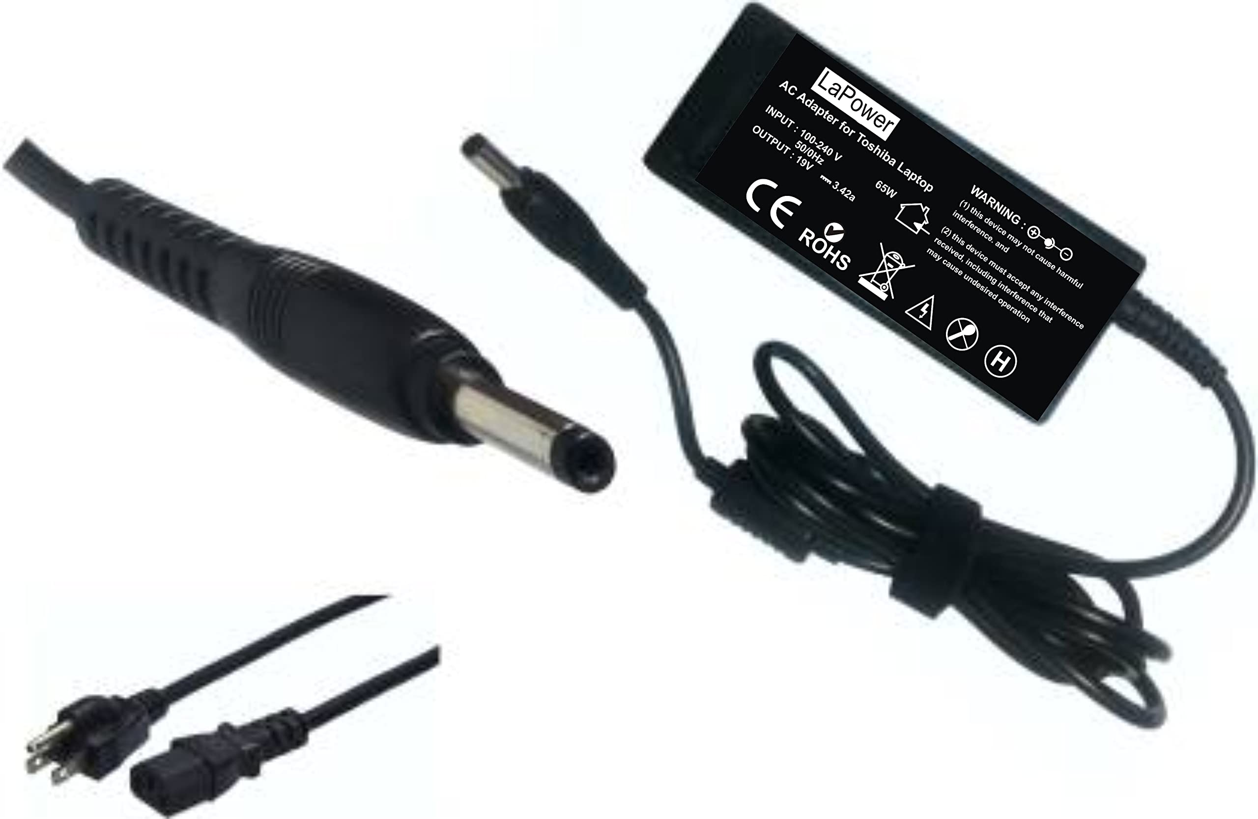 Lapower Compatible Laptop Charger for Toshiba Laptop Charger pa-1650-22 65 W Adapter (Power Cord Included) 3