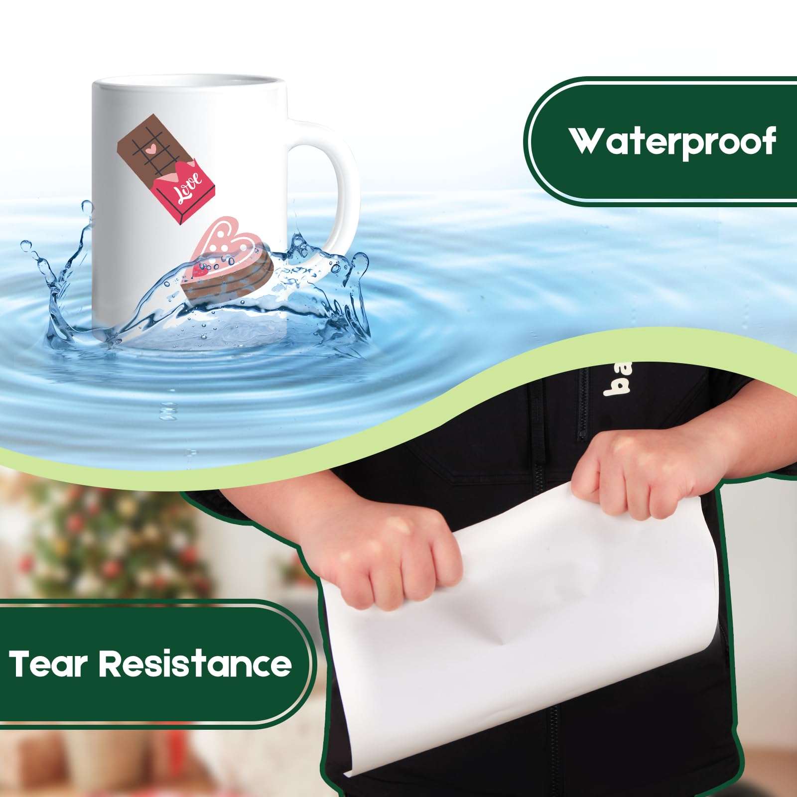 Premium Printable Vinyl Sticker Paper for Inkjet Printer - 30 Sheets White Matte Sticker Paper Waterproof - Durability Adhesive Paper 8.5 x 11, Dries Quickly Vivid Colors,Holds Ink Well 4