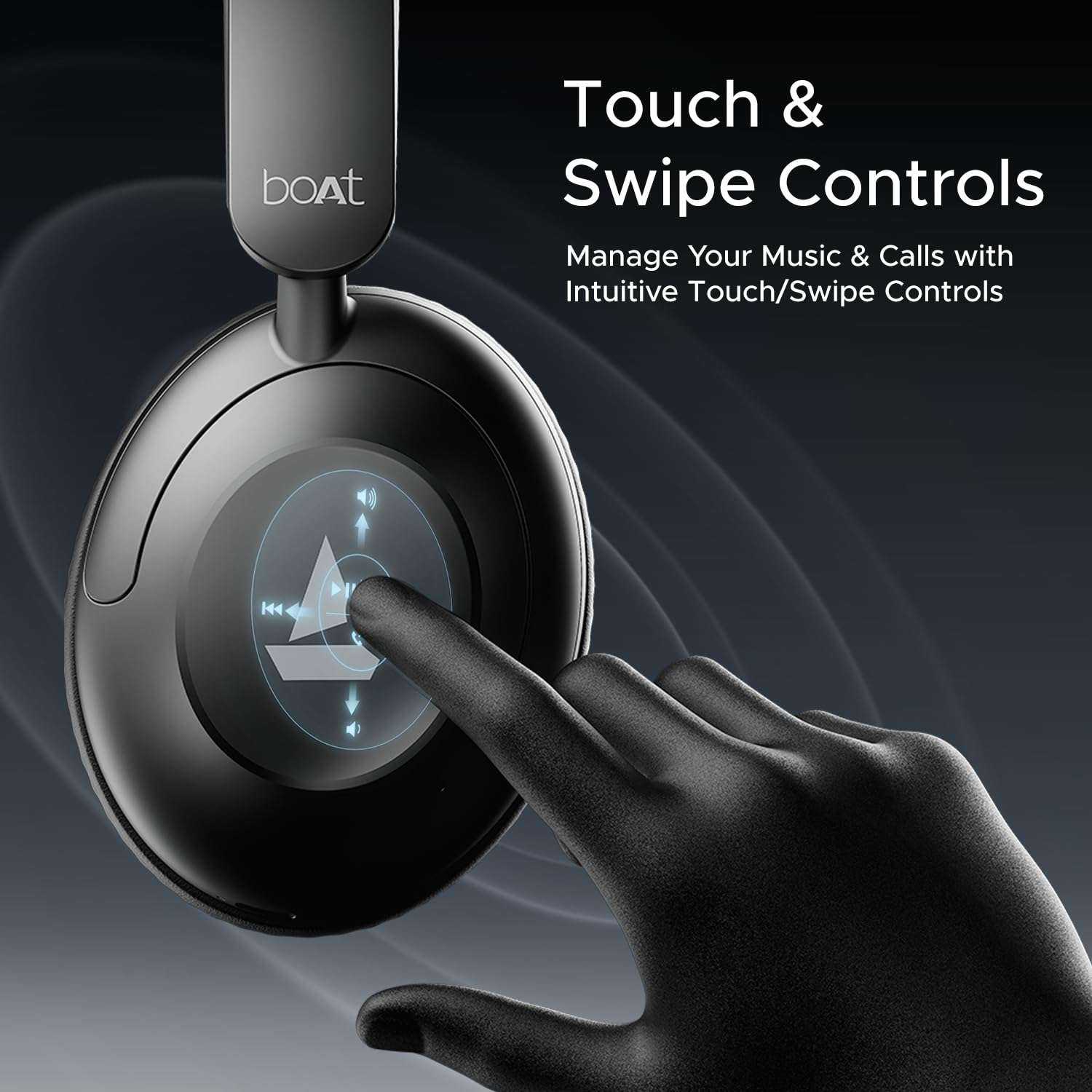 Boat New Launch Rockerz 650 Pro, Touch/Swipe Controls, Dolby Audio, 80Hrs Battery, 2Mics ENx, Fast Charge, App Support, Dual Pair, Bluetooth Over Ear Headphones with Mic (Iris Black) 5