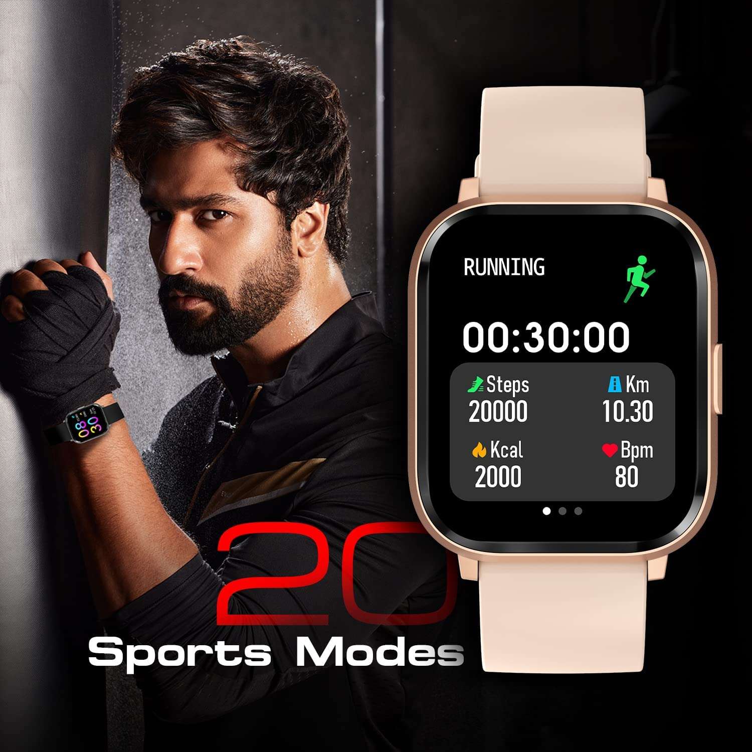 Fire-Boltt Ninja 2 Max 1.5 inches(3.9cm) Full Touch Display Smartwatch with SpO2, Heart Rate Tracking 20 Sports Mode Sleep Monitor, Camera Music Control, IP68 Dust Sweat Resistance (Rose Gold, L) 3