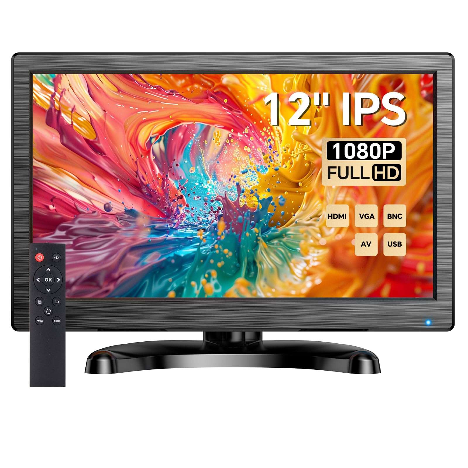 Eyoyo CCTV Monitor 12 Inch Small Computer Monitor 1920x1080P Mini LED Monitor Display with HDMI VGA AV BNC USB Ports IPS Screen Security Monitor Built in Speaker for Home Office 1