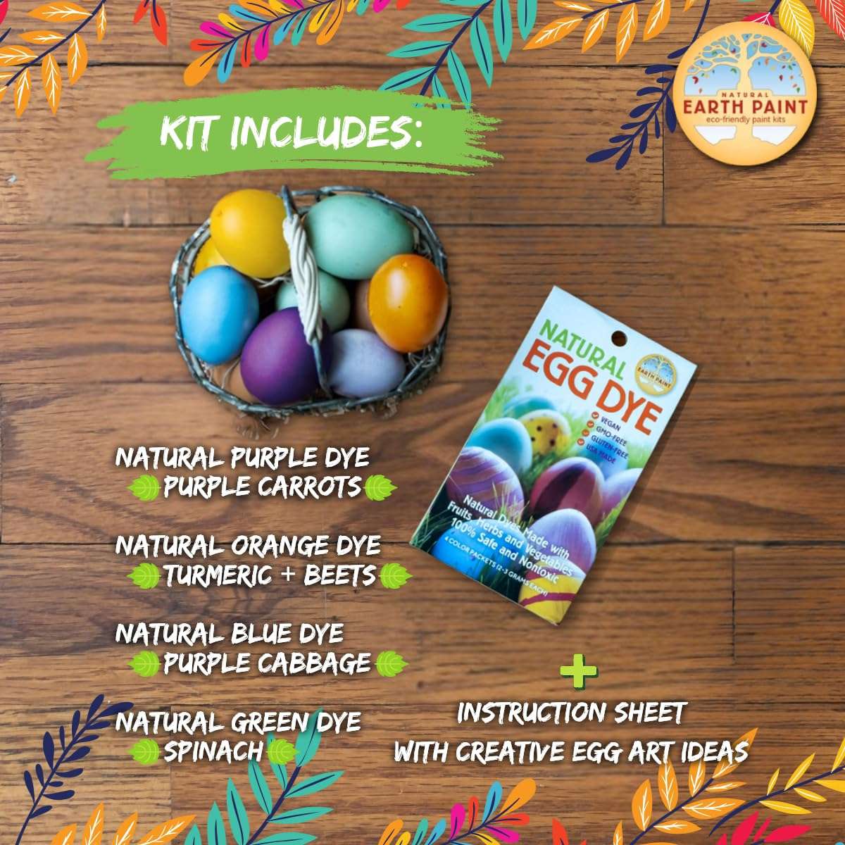 Natural Earth Paint Egg Dye Kit and Wooden Egg Kit - Non-Toxic and Eco-Friendly - Double The Easter Fun! 4