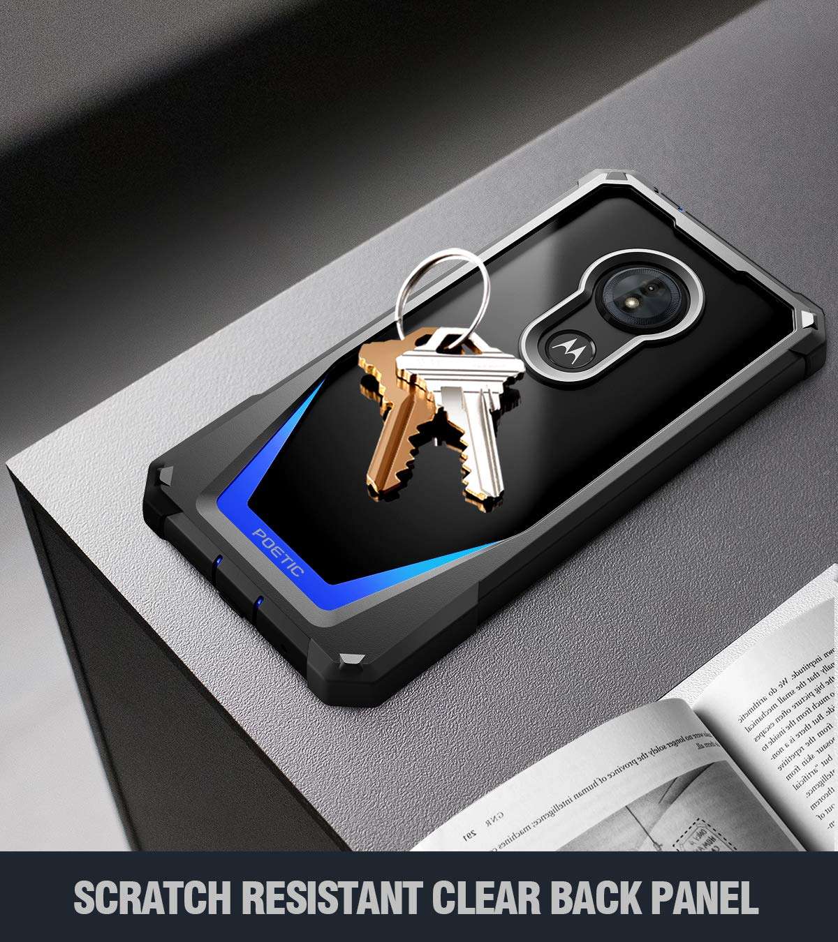 Moto G6 Play Case, Moto G6 Forge Case, Poetic Guardian [Scratch Resistant Back] Full-Body Rugged Clear Hybrid Bumper Case with Built-in-Screen Protector for Moto G6 Play/Moto G6 Forge Blue 6