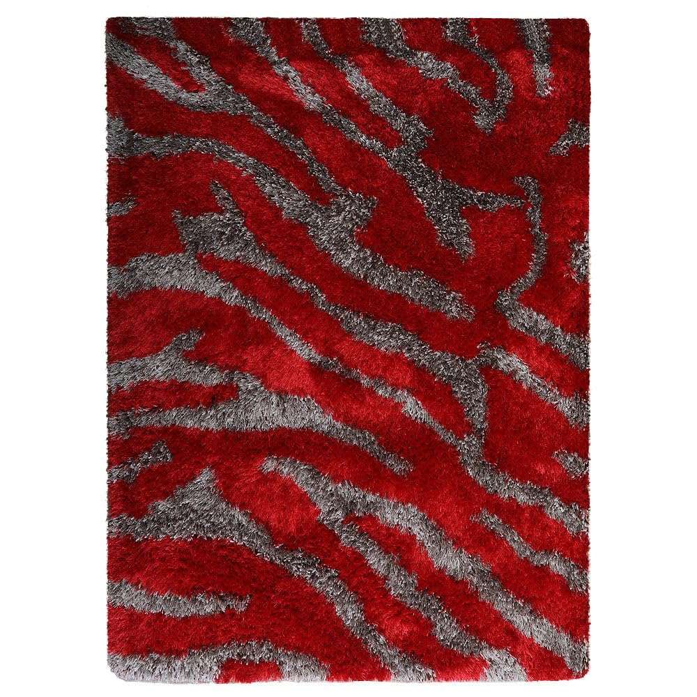 Hand Tufted SHAG Polyester ECO-Friendly Area Rugs - 4'x6', Rectangle, Red Beige, Abstract Modern Design, High Pile Thick Handmade Anti Skid Rugs for Living Room K00078 3