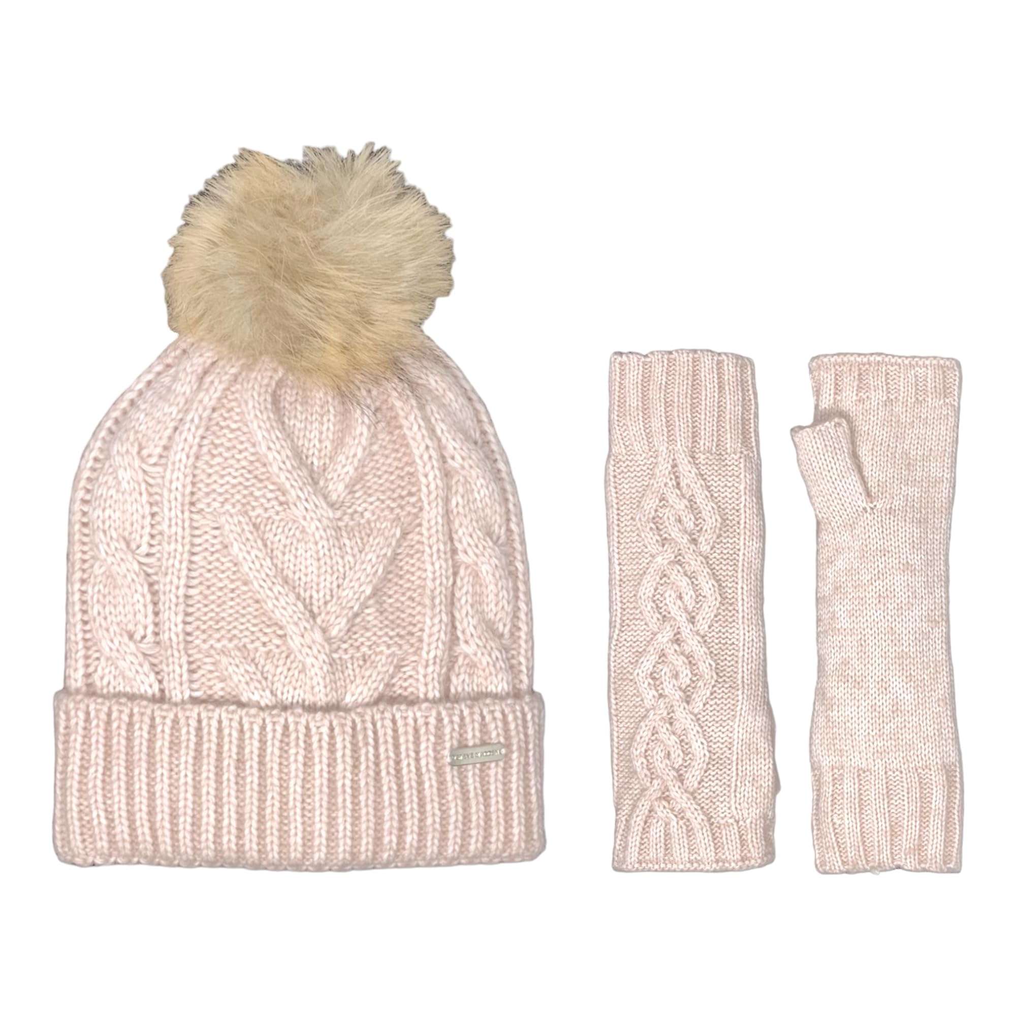 Steve Madden 2-Piece Pom Beanie and Glove Set (BLUSH) 1