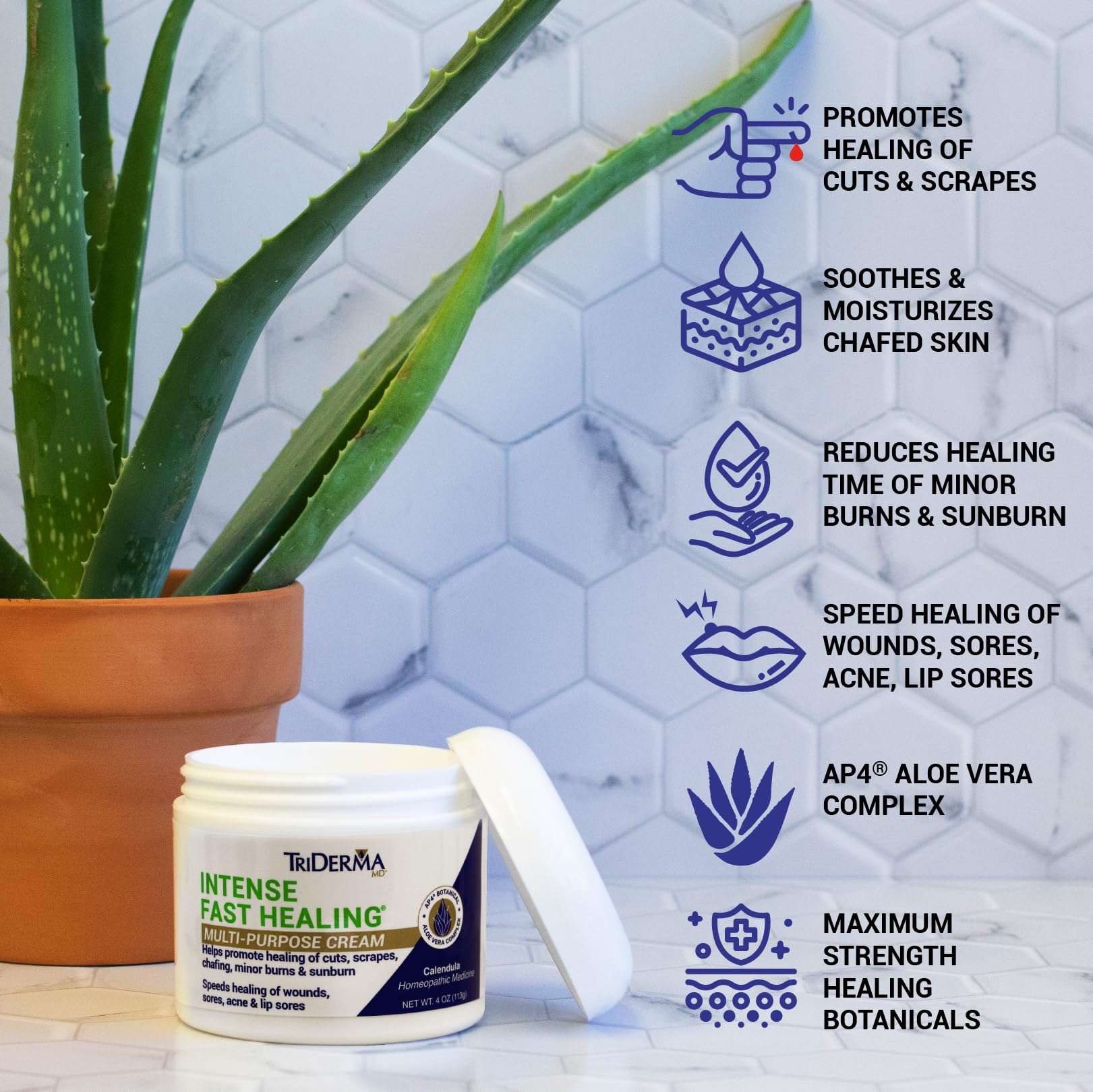 TriDerma Intense Fast Healing Cream, Decreases Healing Time for Minor Irritations, Rashes, Scrapes, Cuts 4 Ounces 5