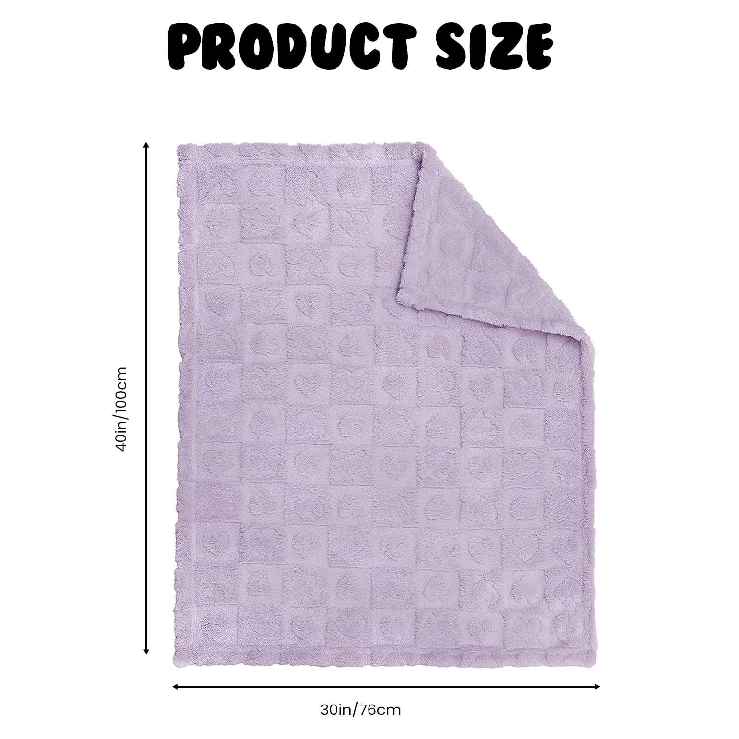 SYGA Fleece Baby Blanket Ultra Soft Heart Chex Design, Cozy Fluffy Polyester Blanket for Newborn Infant Toddler, Crib & Stroller Use 30 x 40 inch (Purple) 4