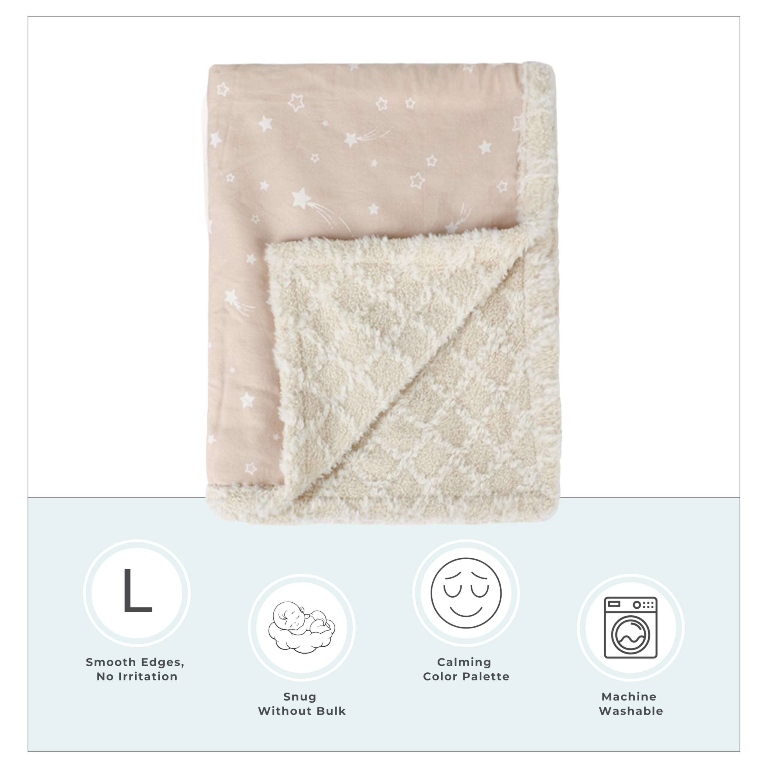 abracadabra Reversible Beige Cloud Soft Luxe Blanket, Soft Baby Blanket for Newborns & Infants, Cozy Warm Infant & Toddler Blanket, Baby Bedding & Baby Wrap Blanket - Shooting Star 5