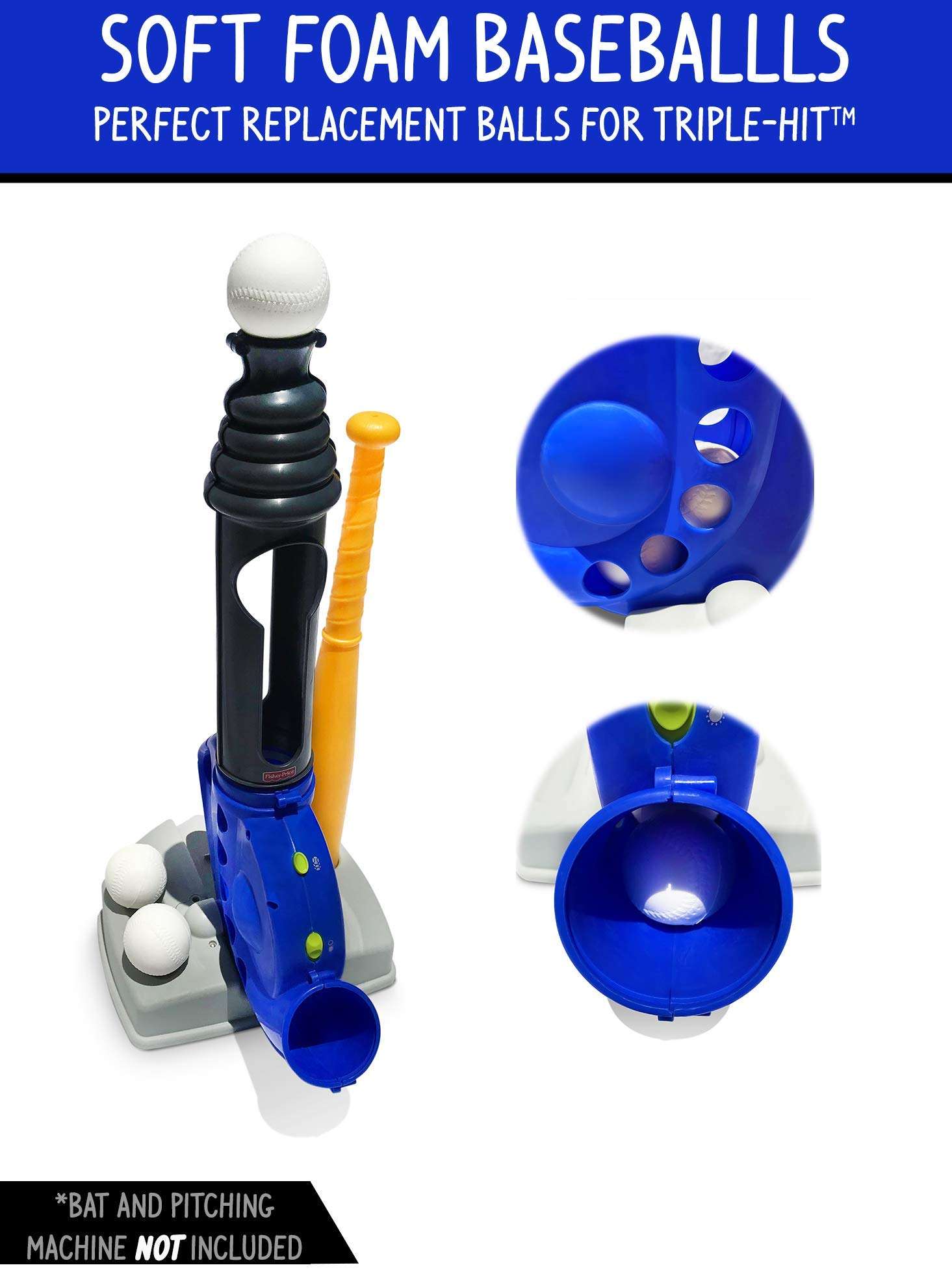 3 Pack Soft Baseballs for Kids - Compatible w/Fisher-Price Triple Hit Pitching & Tball Set | Perfect T Balls for Toddlers & Beginners 3