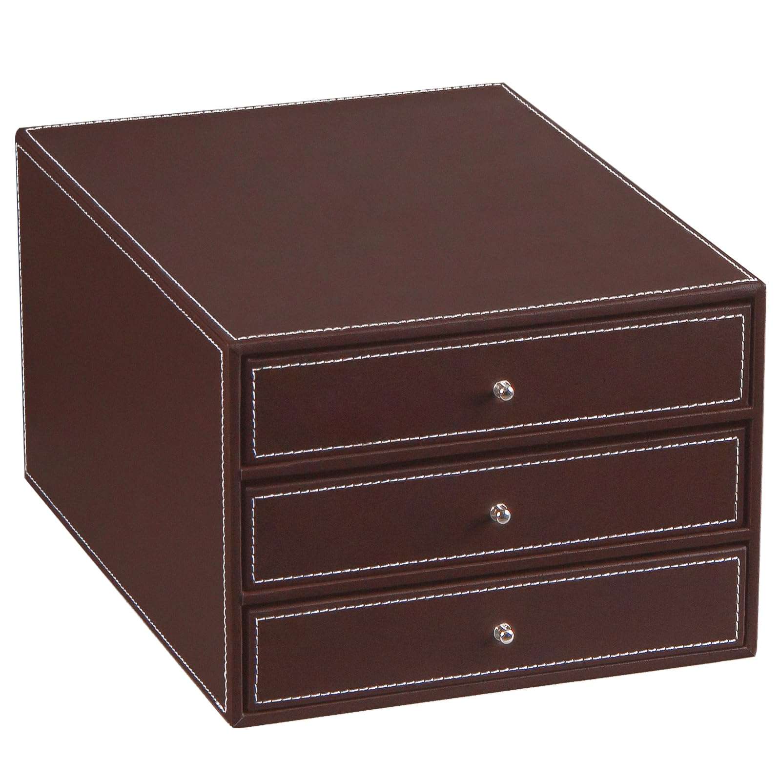 Desktop Organizer with Drawers,3 Drawer Office Desk Organizer,PU Leather Desktop Storage for Office Supplies/A4 Paper/Magazine/Book,for Office School Home 1