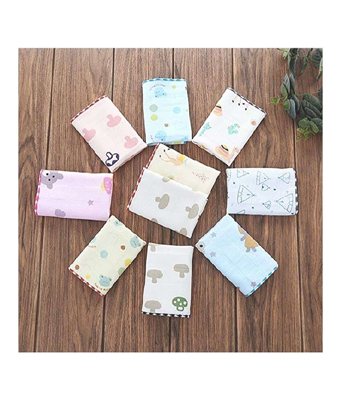 CLUZE 100% Cotton Handkerchief/Rumal/Face Towel - Soft and Absorbent Handkerchieves for Women's - Set of 12 (10" x 10") 5