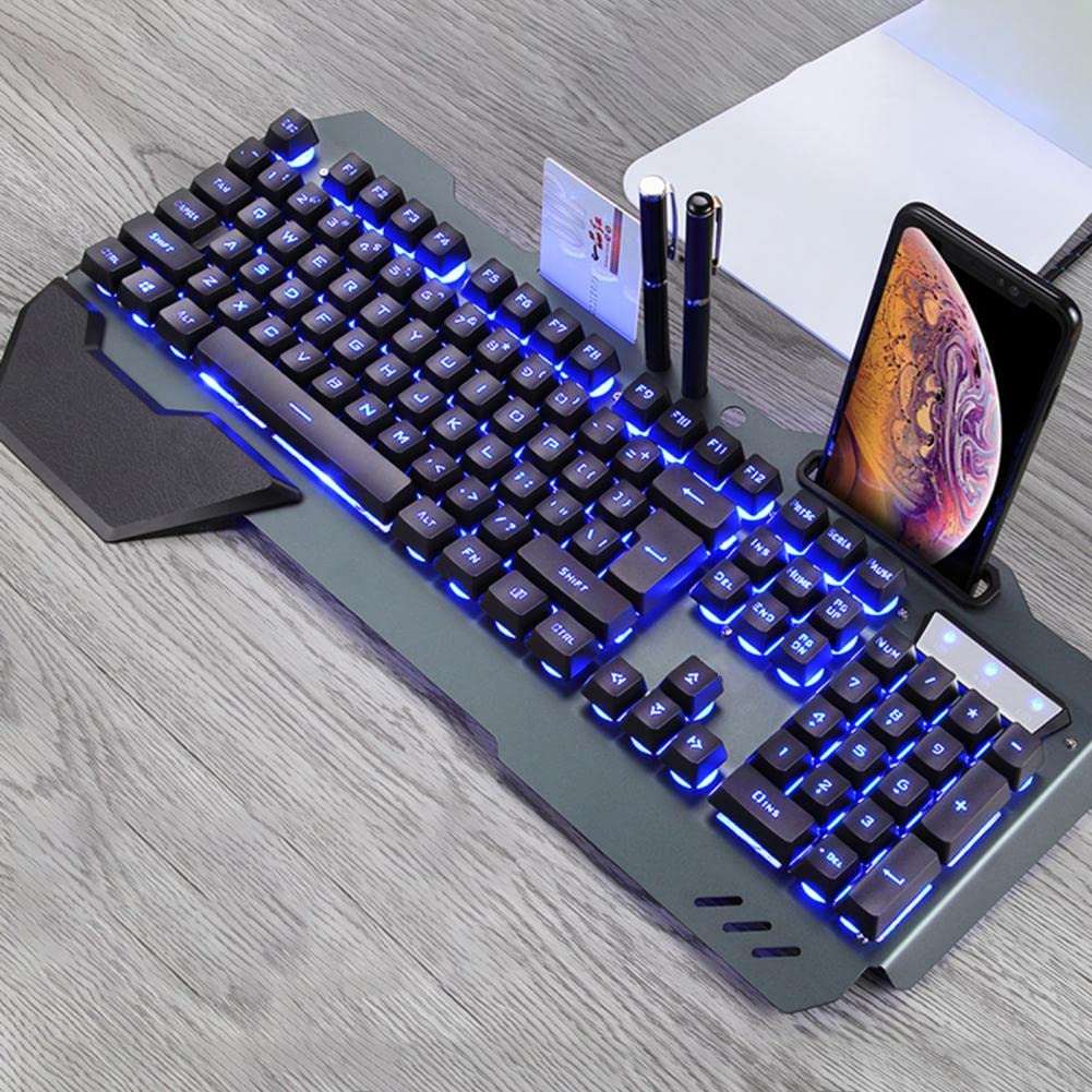 Generic Moimi Remote Control - Wired Keyboard RGB Backlit USB Interface Driver-Free with Phone Holder/Pen Tray/Card Slot Office Mechanical Gaming Keyboard - (Color: Black) 3