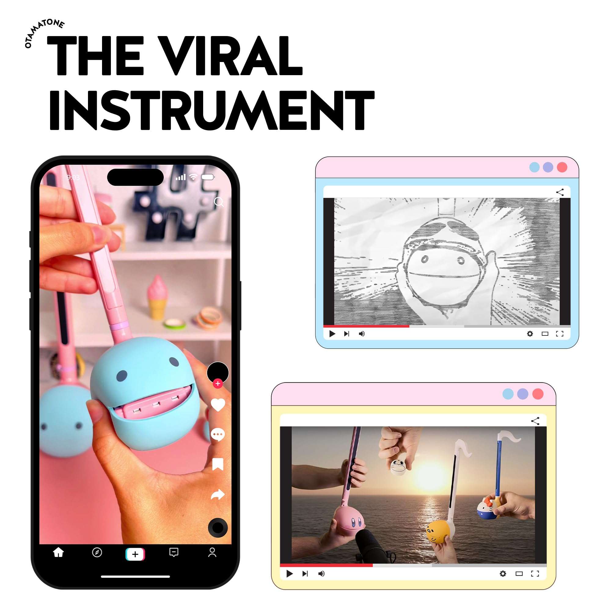 Otamatone Japanese Electronic Musical Instrument Portable Music Synthesizer from Japan by Maywa Denki Studio Award Winning, Educational Fun Gift for Children, Teens & Adults - Butter 6