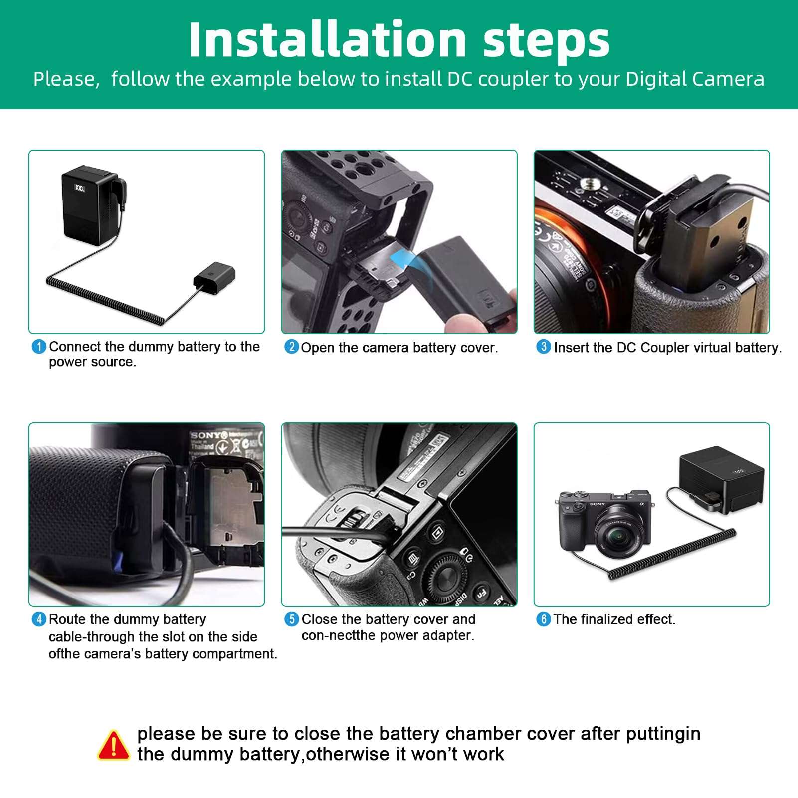Gonine NP-FW50 Dummy Battery with D-TAP Port, Compatible with Sony Alpha ZV-E10 ZVE10 A6400 A6000 A5100 A6100 A6300 A6500 A7 A7II A7S A7SII RX10 II IV Cameras. 5
