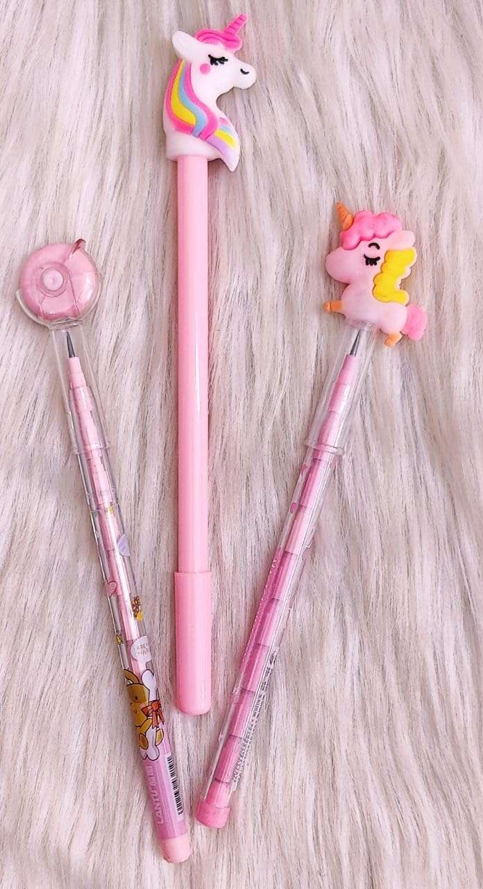 TERA 13 Unicorn Stationery Pouch Combo for Girls, Unicorn Pencil Pouch for Kids, Pen Pencil Eraser Kit for Girls Return Gifts for Girls Unicorn Birthday Gifts Stationery Set (Pack of 7 Items) 6