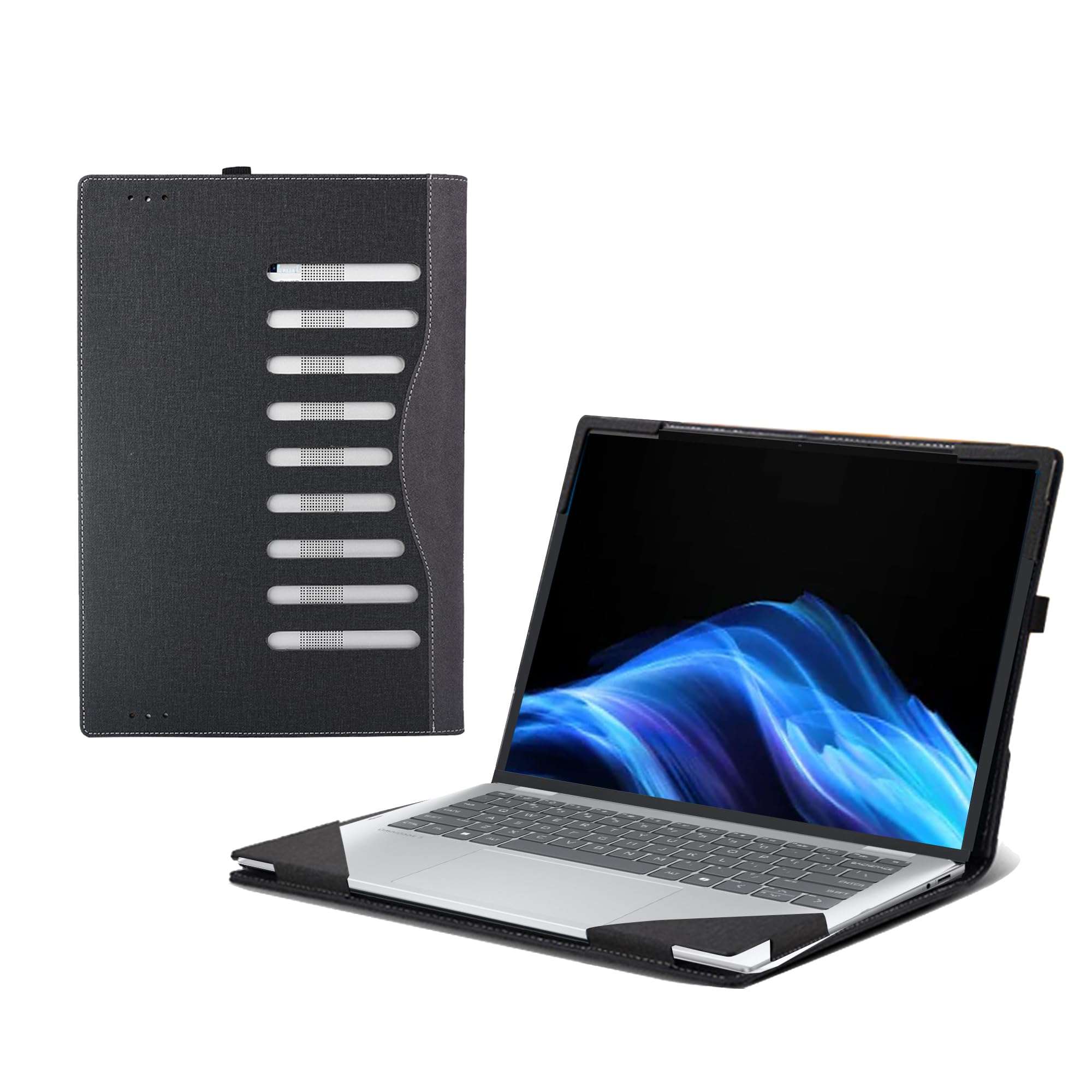 Laptop Case for HP OmniBook 5 Flip 2-in-1 Laptop 14-fp0000 14-fp0057nr 14"|OmniBook 5 Laptop Next Gen AI 14-hexxx[Not Other Models] PU Leather Protective Bag Detachable Shell (Dark Gray) 1