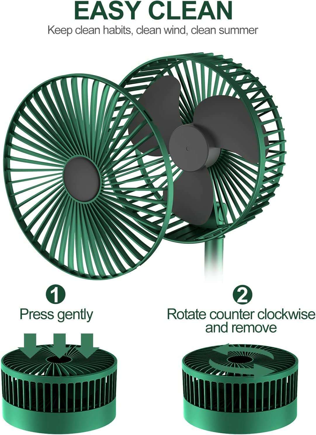 UCRAVO Portable Oscillating Standing Fan,Rechargeable Battery Operated USB Floor Table Desk Fan with 3 Speed Settings Pedestal Fans for Bedroom Office Camping Fishing Travel 6