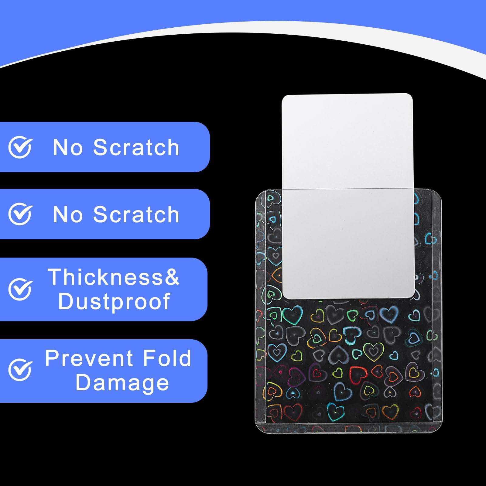 uxcell 10Pcs Photocard Holder, Holographic Clear Card Sleeves, Photo Protector Shield Cover for Trading Cards Decoration, Top Opening Small Heart 4