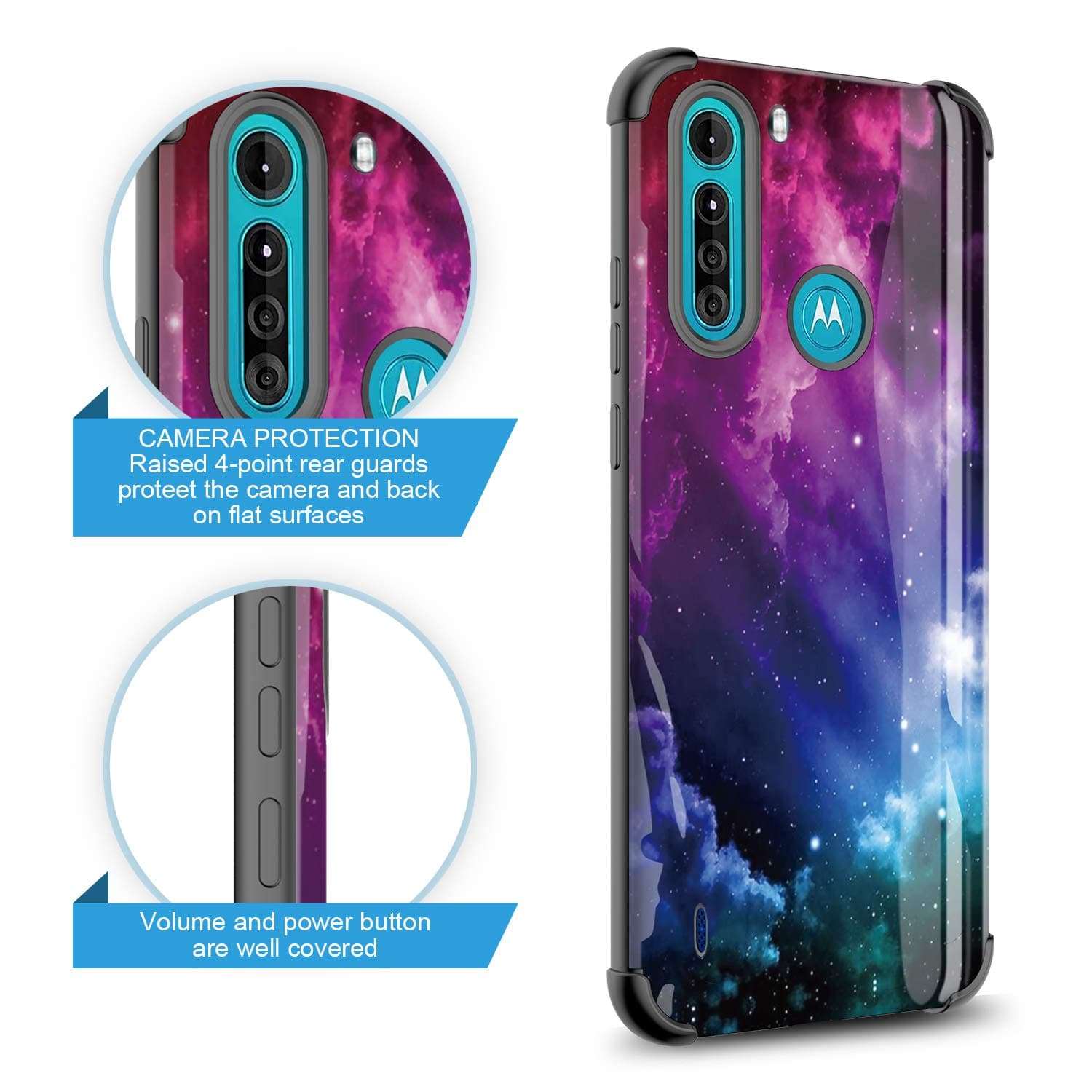 GORGCASE for Motorola Moto One Fusion Case (Not Fusion Plus) Slim Scratch Resistant Hard PC TPU Shockproof Anti-Drop TPU Airbag Bumper Armor 4 Cornor Protective Cover Girls Women Star Galaxy MILKWAY 3
