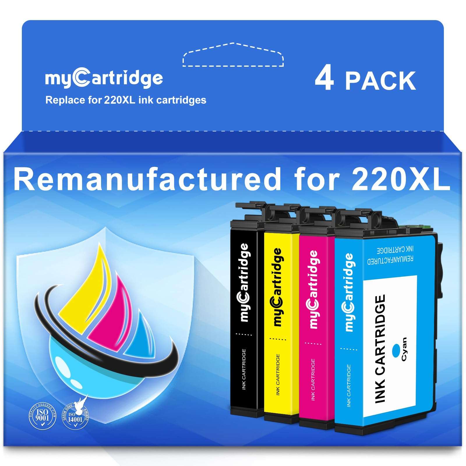 myCartridge 220XL Ink Cartridges Remanufactured for Epson 220 Ink Cartridges T220 T220XL Replacement for Epson 2760 Ink Compatible with WF-2630 WF-2650 WF-2750 WF-2760 XP-320 XP-420,4-Pack(BK/C/M/Y) 1