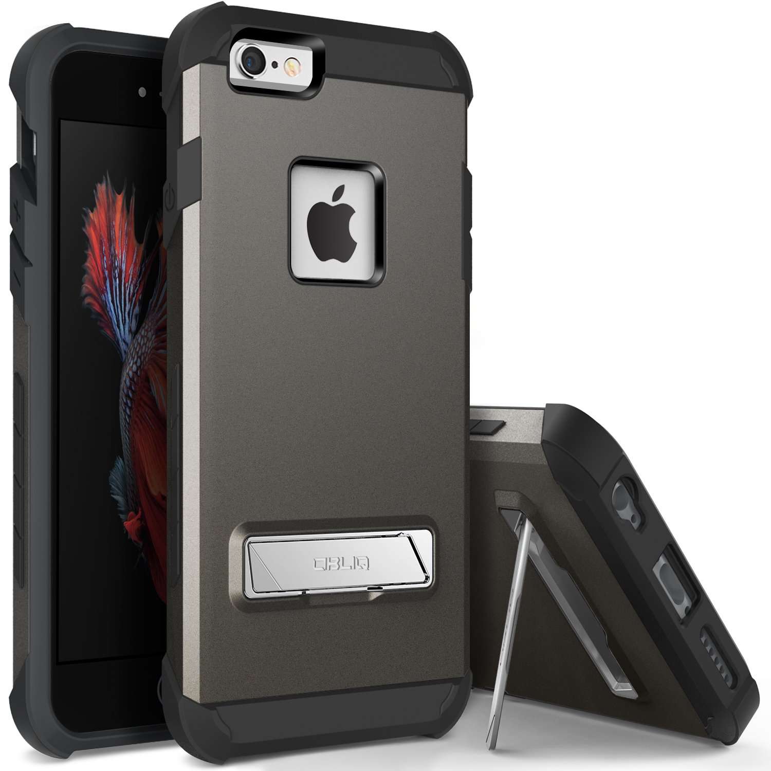 iPhone 6S Plus Case, OBLIQ [Skyline Advance][Space Gray] with Metal Kickstand Dual Layered Metallic Heavy Duty Hard Protection Hybrid High Quality Case for iPhone 6S Plus (2015) & iPhone 6 Plus (2014) 1