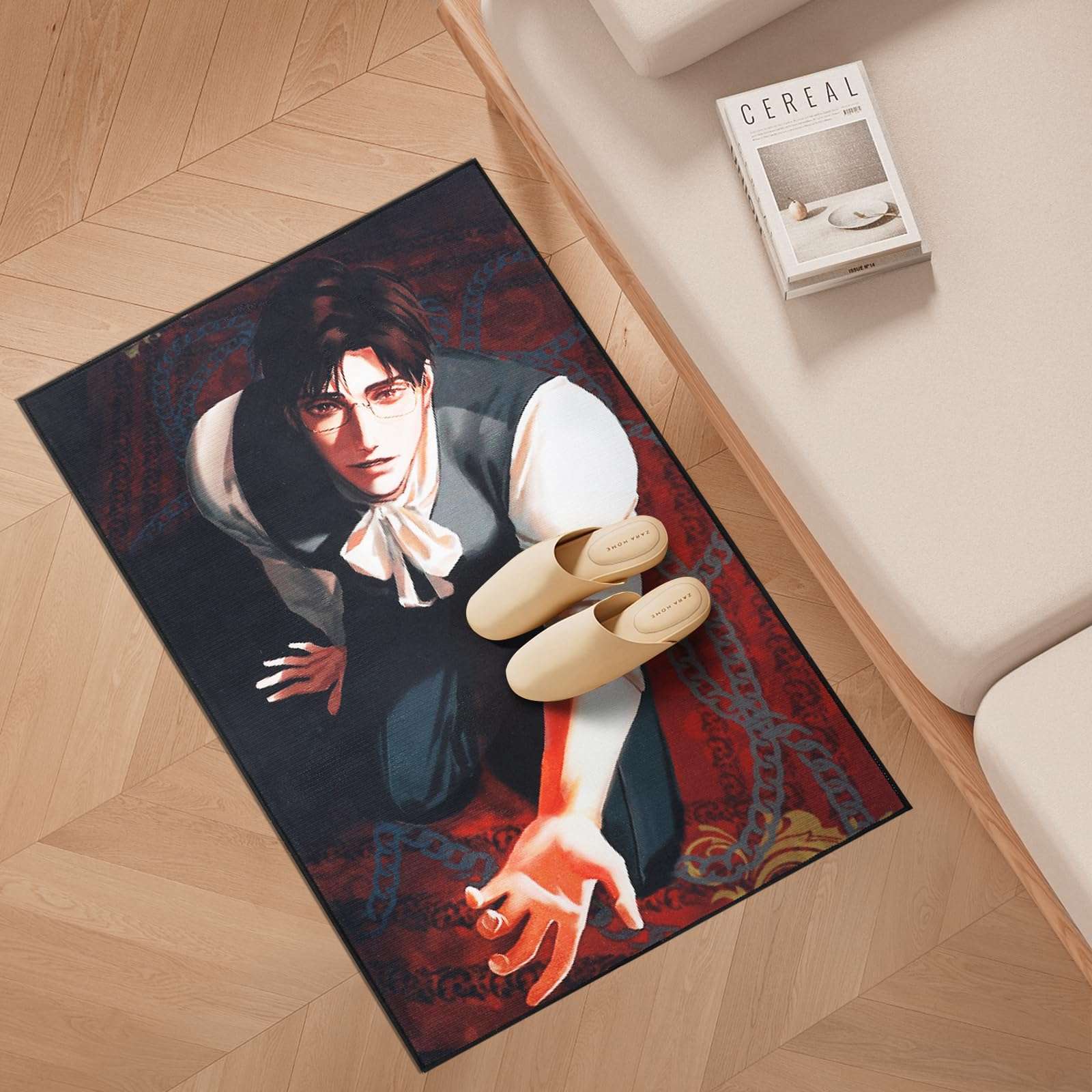 OtNiap Anime Rugs, Male Servant Rug, Soft Indoor Anime-Inspired Non-Slip Mats, Decorative Mat for Living Room, Gaming Room, Bedroom – Add a Touch of Romantic Charm to Your Home Space 24" L x 36" W 6