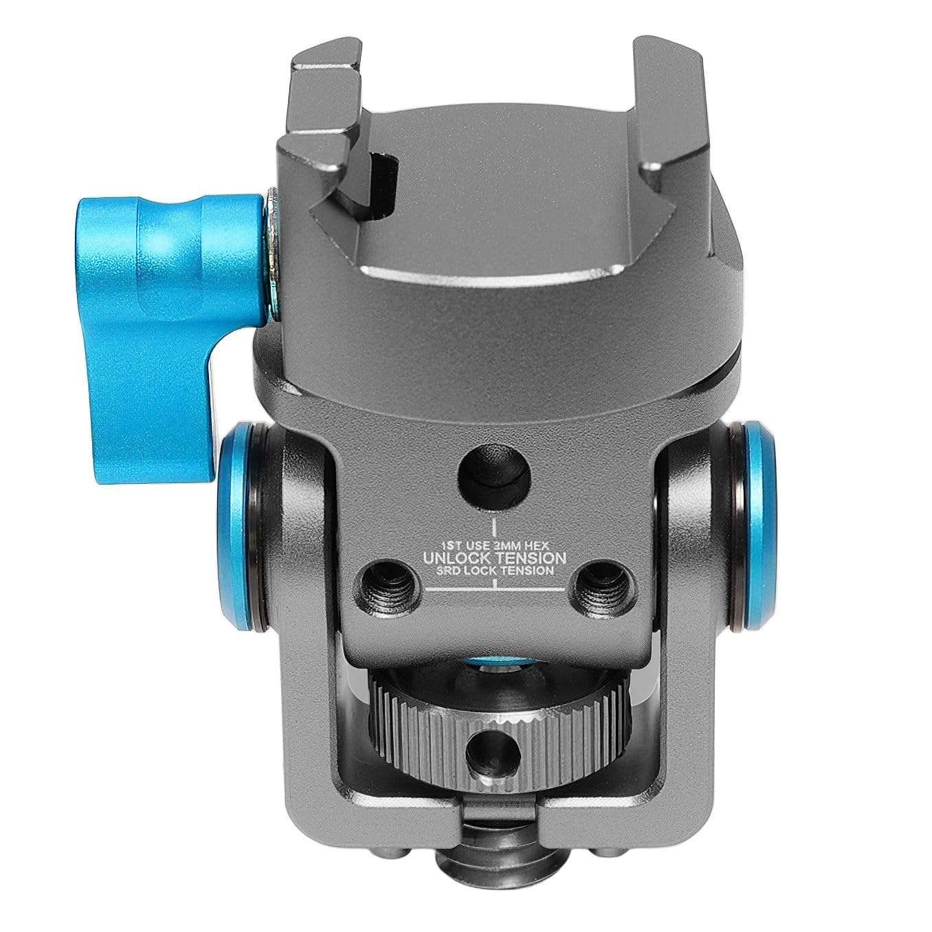 KONDOR BLUE | NATO Pan Tilt Monitor Mount with ARRI Locating Pin | 360 Swivel, 180 Tilt, Adjustable Tension Lock for Field Monitors and Camera Rigs | Gray 3