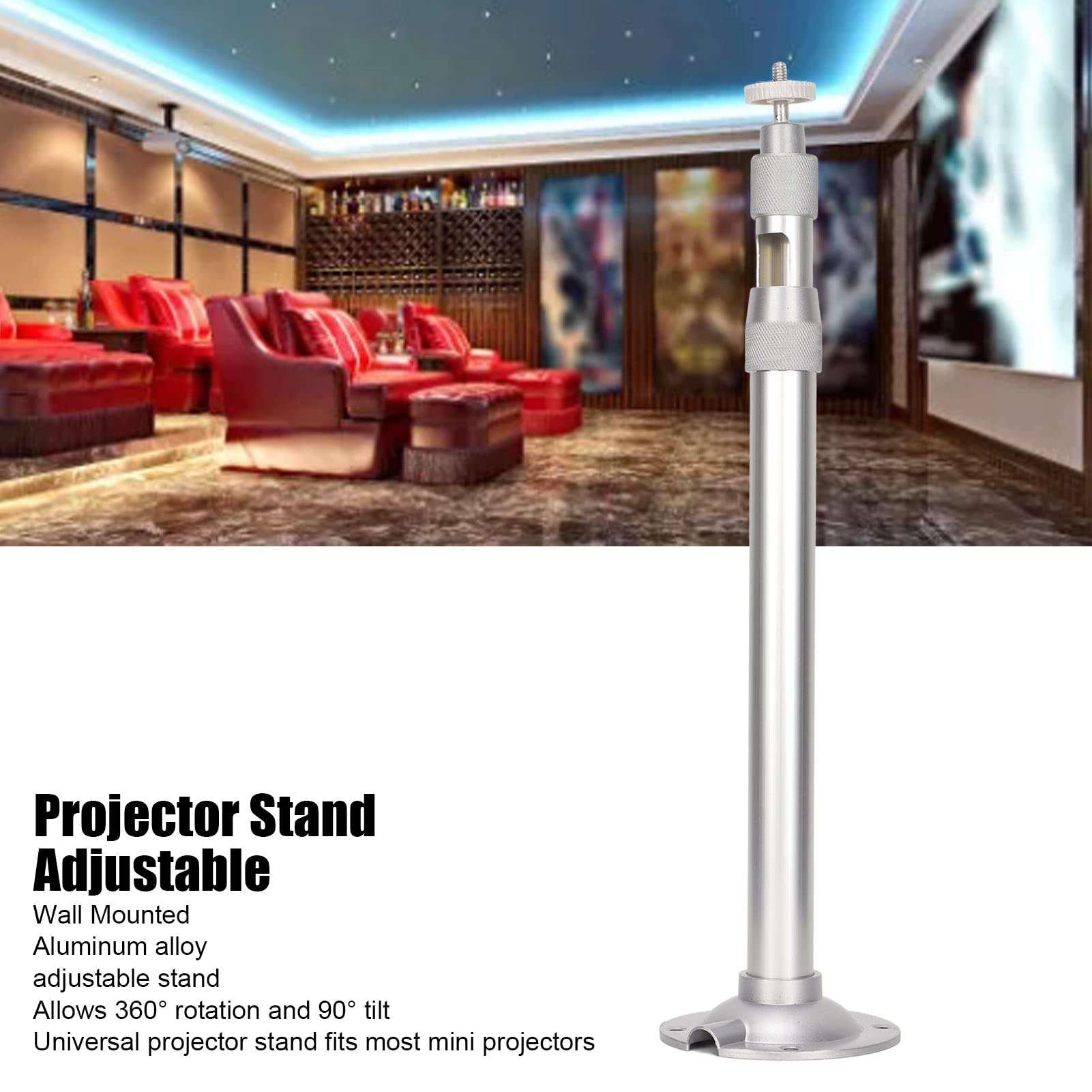 Mini Ceiling Wall Projector Mount Stand 360° Adjustable Universal Projector Mount Wall Mounted 5kg Load with 1/4in Thread Projector Ceiling Mount Projector Mounting for Ceiling 4