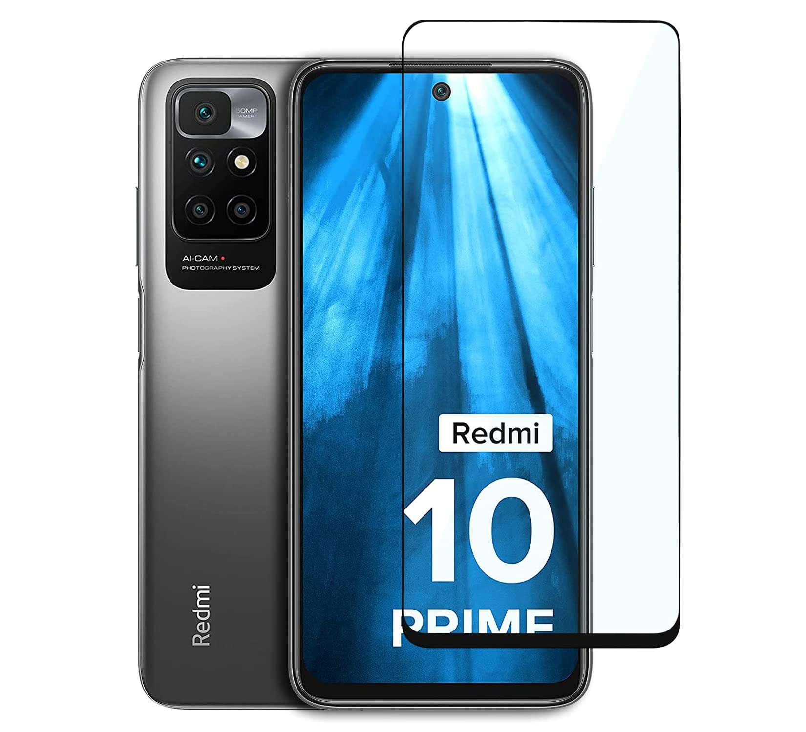 CEDO Redmi 10 Prime Tempered Glass | Screen Protector Full Glue Coverage Edge to Edge Tempered Glass for Xiaomi Redmi 10 Prime (Black) 1