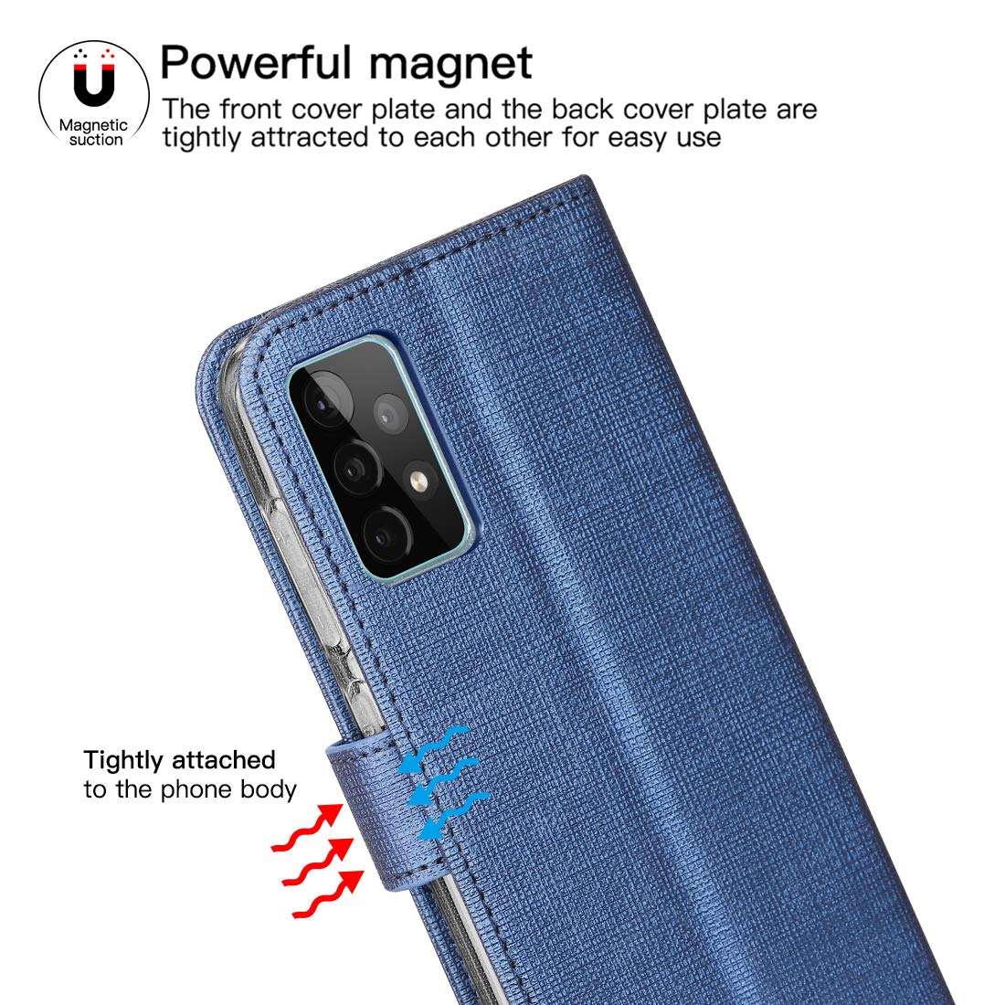 Feitenn Slim Flip Wallet Case for Samsung Galaxy A52 5G Phone Case, Leather Folio Cover Stand Card Slots Holder Magnetic Closure Bumper Shockproof Defender Shell for Samsung Galaxy A52 5G 2021 - Blue 4