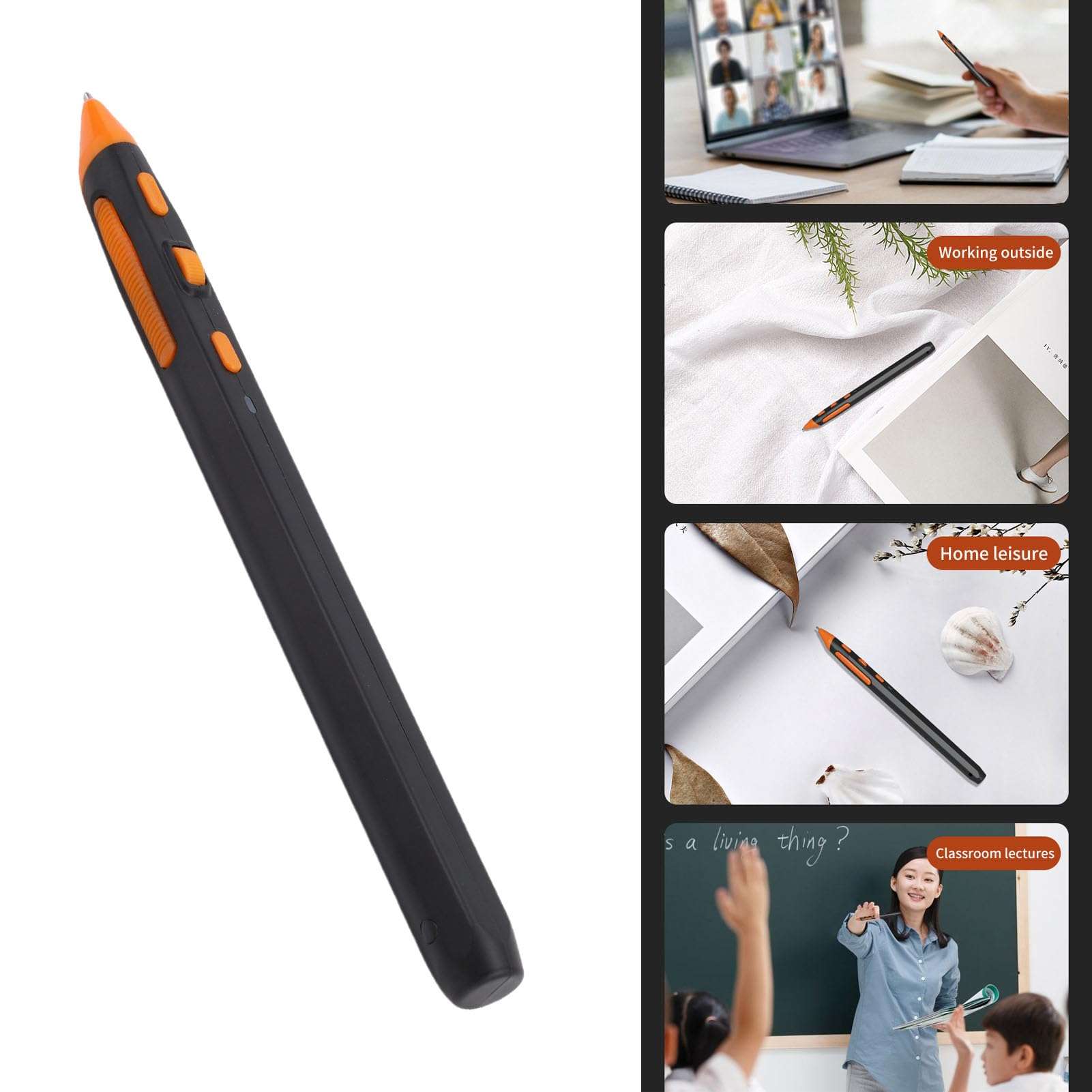 Asixxsix Wireless Optical Pocket Pen Mouse, 800/1200/1600 DPI Adjustable Optical Pen Mouse with PPT Flip Pen Functions, Ergonomic Mouse for PC Laptop Notebook Computer (Black) 4