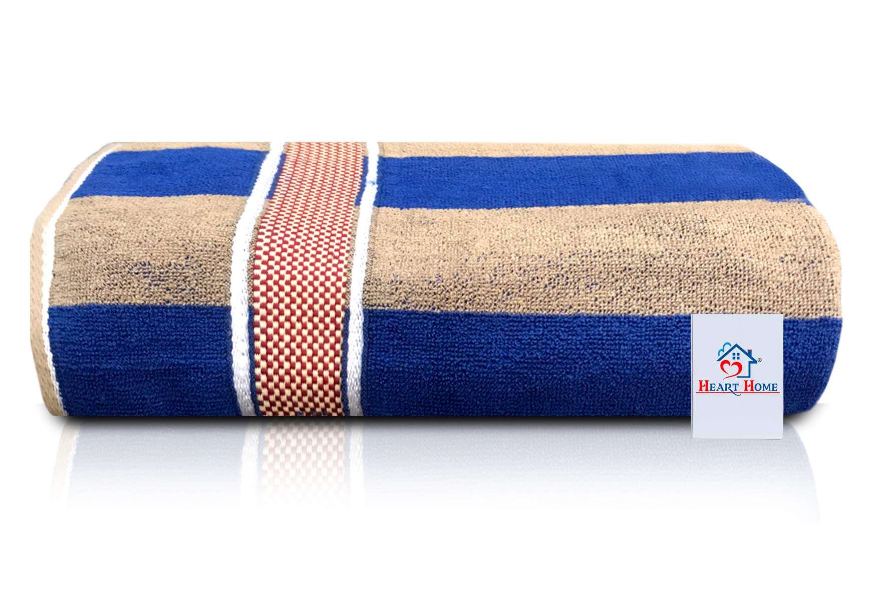 Heart Home Cotton 3 Pieces Bath Towel Super Soft, Fluffy, and Absorbent, Perfect for Daily Use 100% Cotton Towels, 500 GSM (Blue)-HEART11592 2