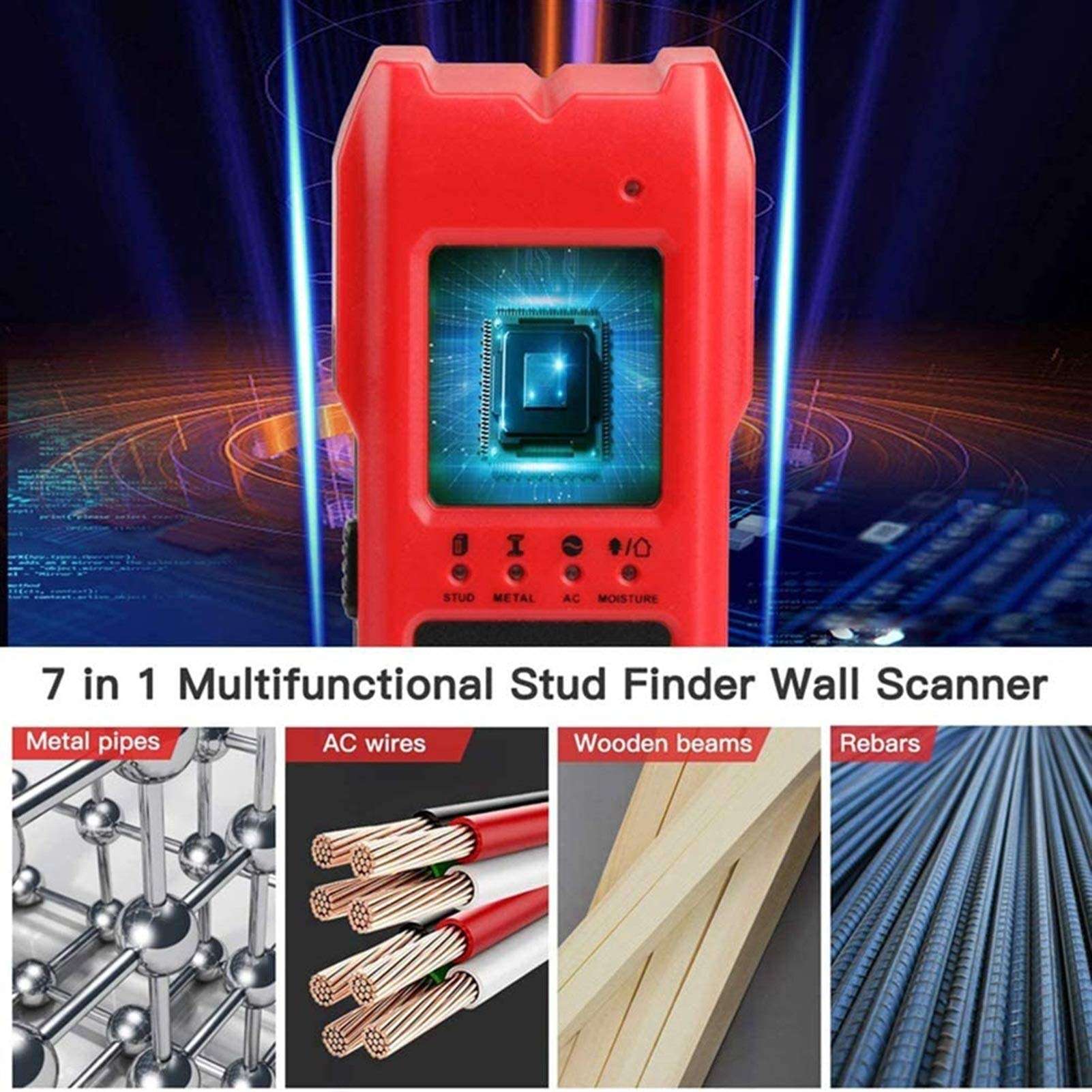 TSWEET Stud Finder, Stud Detector 4 in 1 Mutifunction Wall Scanner, HD LCD Display for The Center and Edge of Metal, Studs, AC Wire 6