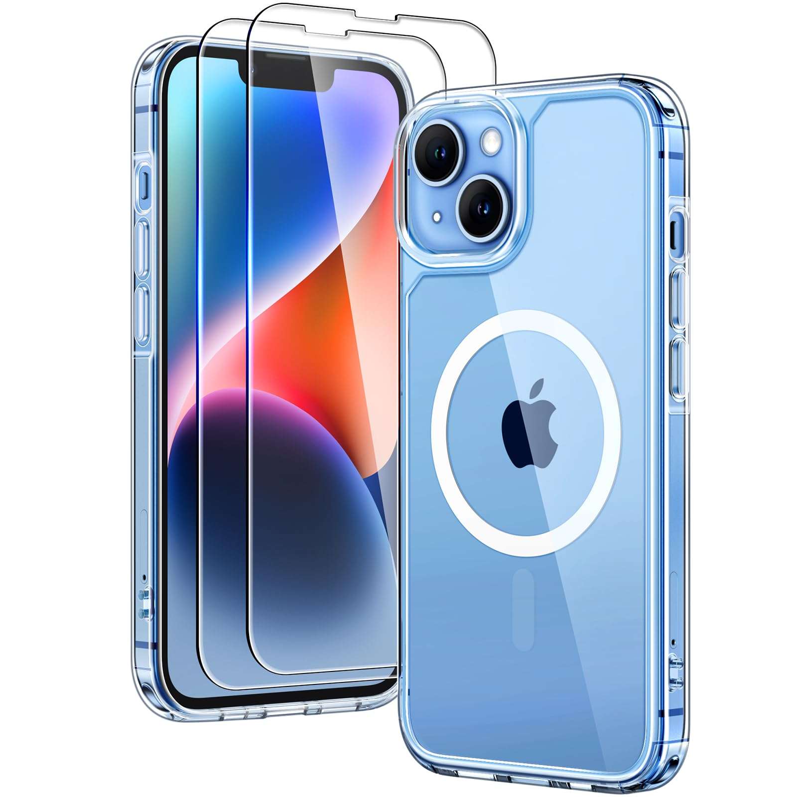 TAURI 3 in 1 Magnetic for iPhone 14 Case Clear, [Compatible with MagSafe] with 2X Screen Protectors, Military-Grade Drop Protection Shockproof Slim 14 Cover 6.1 Inch 1
