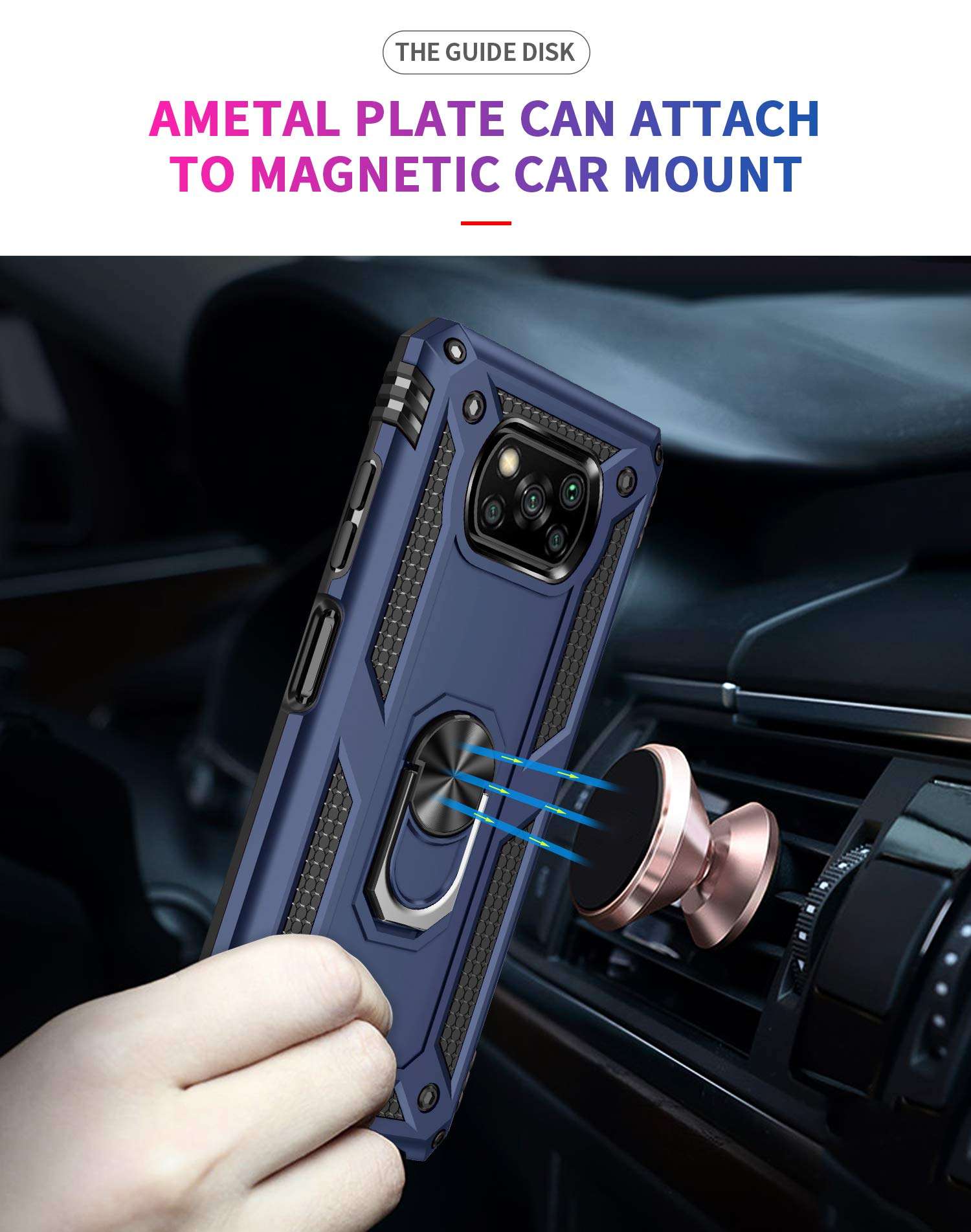Ranyi for Motorola One 5G Ace Case, Motorola one 5G UW ace Case, Heavy Duty Armor Case with 360 Rotating Ring Holder Kickstand Feature Shock Absorbing Full Body Protective Rugged Case -Blue 2