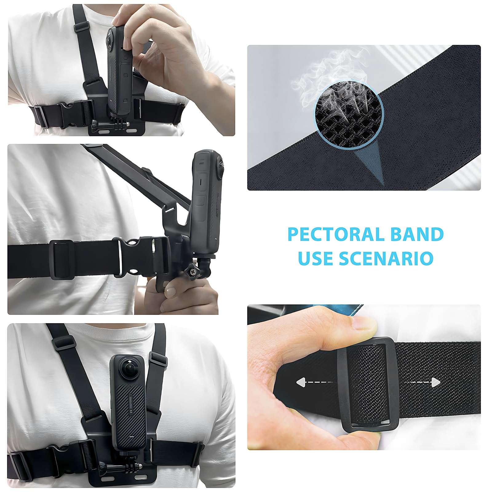 Adjustable Chest Mount Harness for Insta360 X4 X3 X2 X ACE Pro ONE RS R GO 2 3, Chest Strap Body Mount Accessories Compatible with Gopro Hero Series and DJI Osmo Action 2 3 4 Cameras Attachments 4