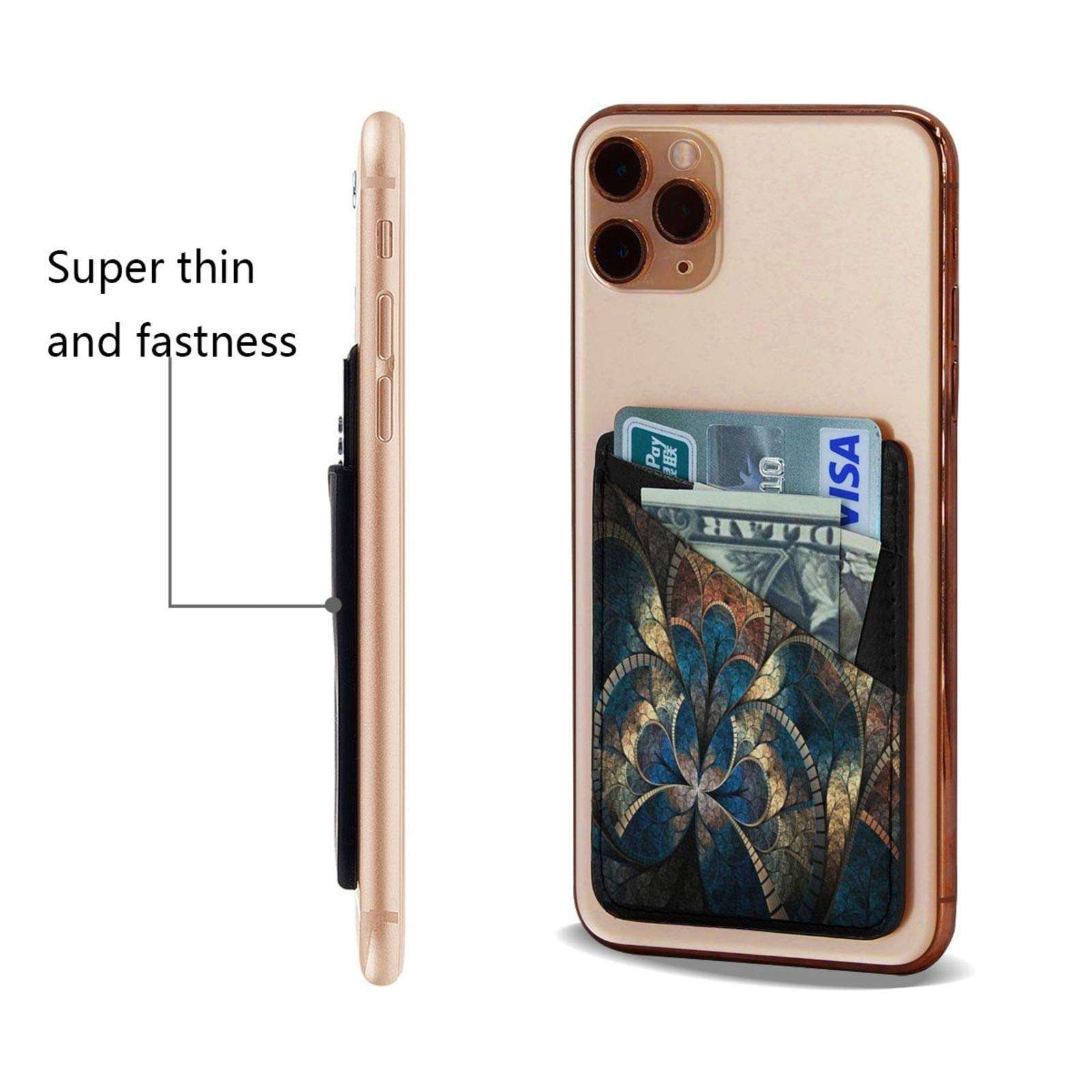 N/W Butterfly Phone Card Holder, Stick-on ID Credit Card Wallet Phone Case Pouch Sleeve Pocket for iPhone, Android and All Smartphones Green 3.5 x 2.5 x 0.2 inches 3