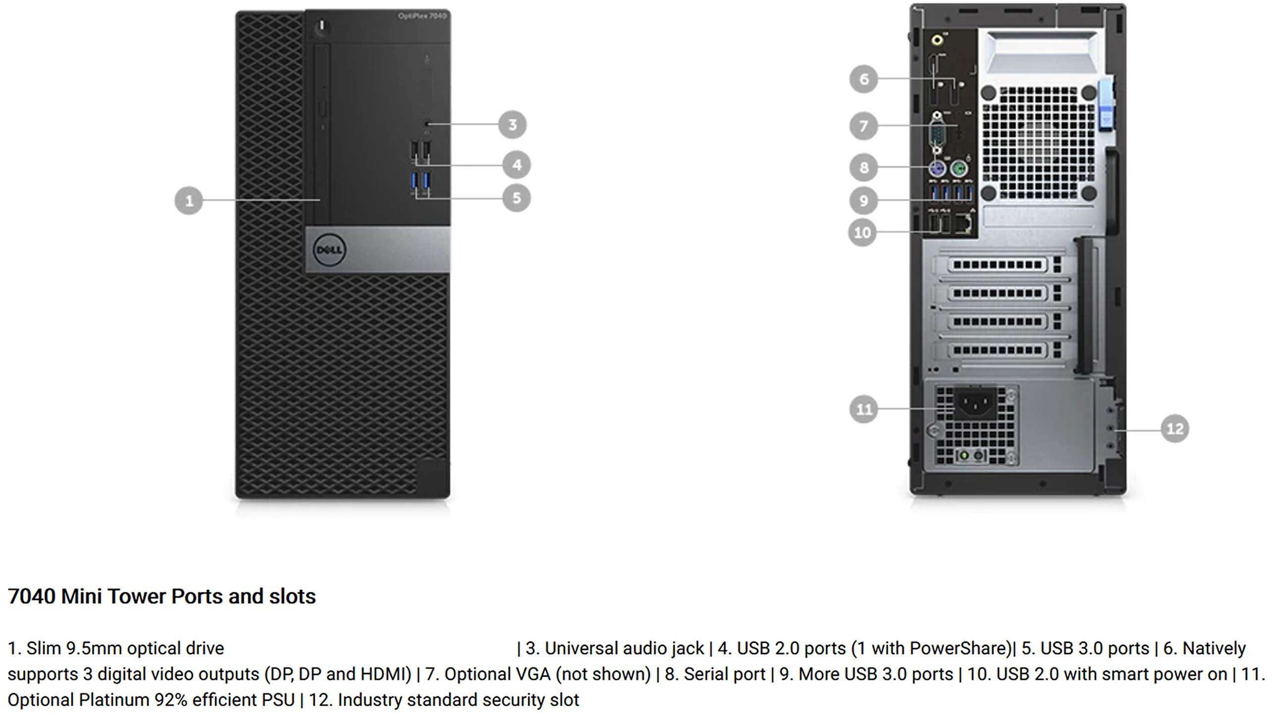 Dell Optiplex 7040 Mini-Tower Desktop PC, Intel Quad-Core i7-6700 4.0 GHz, 8GB RAM, 256GB NVMe SSD, HD Graphics 530 4K, DisplayPort, HDMI, AC Wi-Fi, Bluetooth - Windows 10 Pro (Renewed) 4