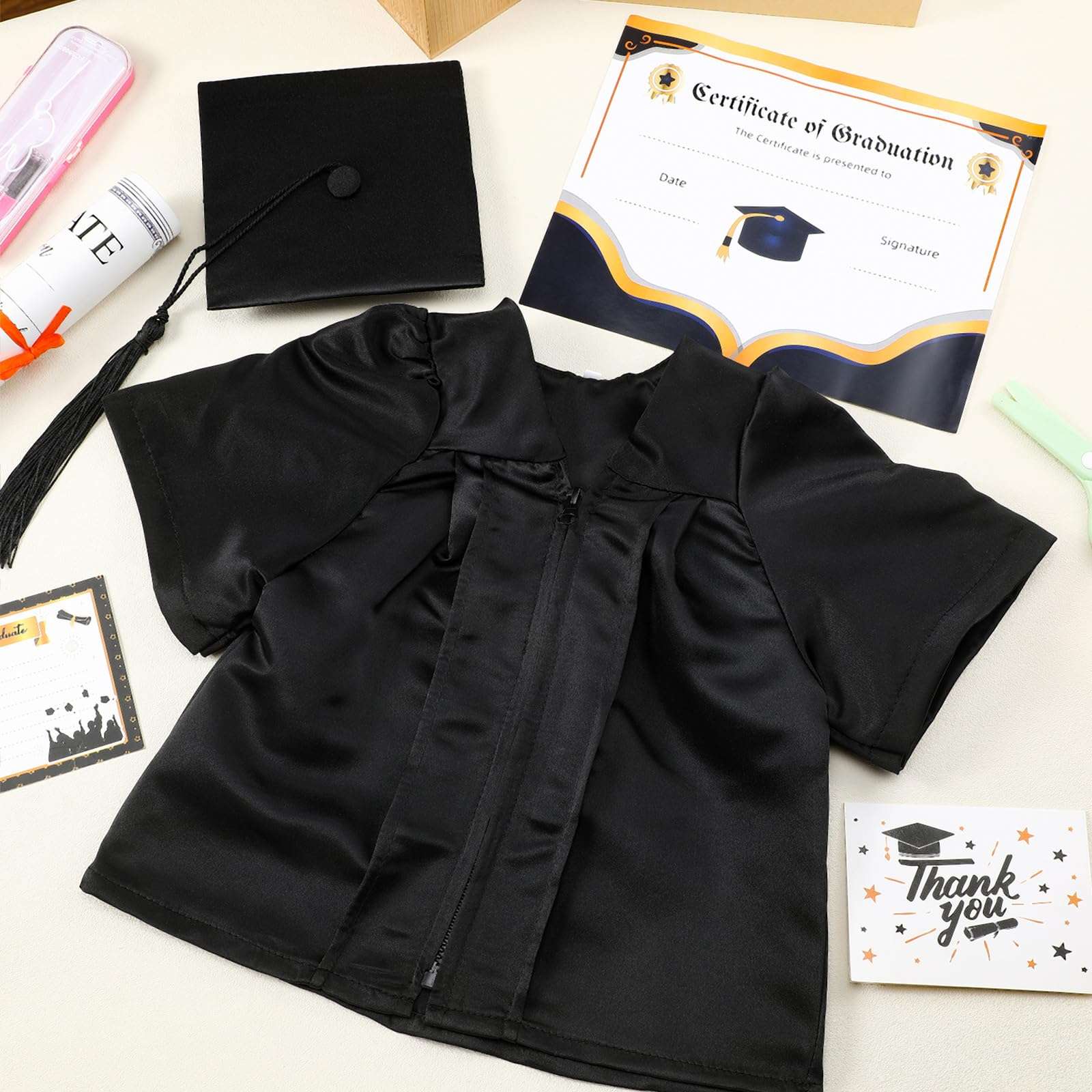 Cozypower Baby Graduation Cap and Gown for Infant Toddler Costume With Certificate for Preschool Nicu Gift(M(6-12 Months)) Black 5