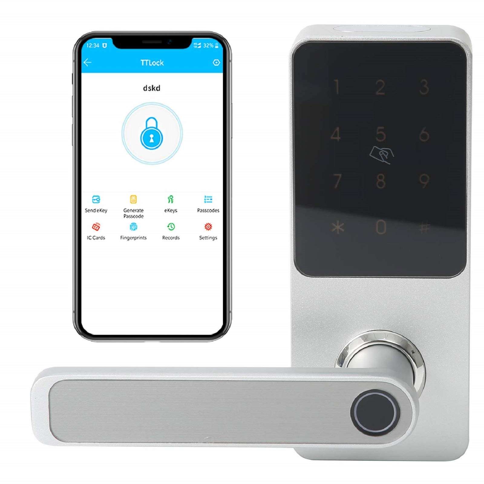 Keyless Entry Smart Door Lock, Smart Lock with Fingerprint, Touchscreen Keypad, Anti-peep Passcode, Electronic Digital Lock with Handle, High-Security Easy to Install for Home Office Hotel, Left Hand 1