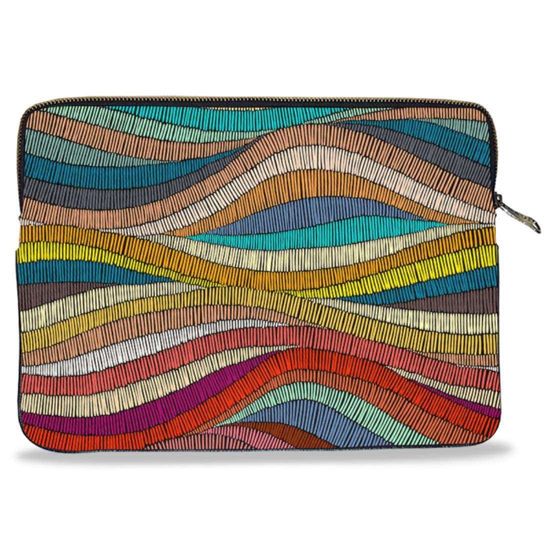 MAUJ Multicolor Wave Design Canvas Laptop Sleeve for 13.3