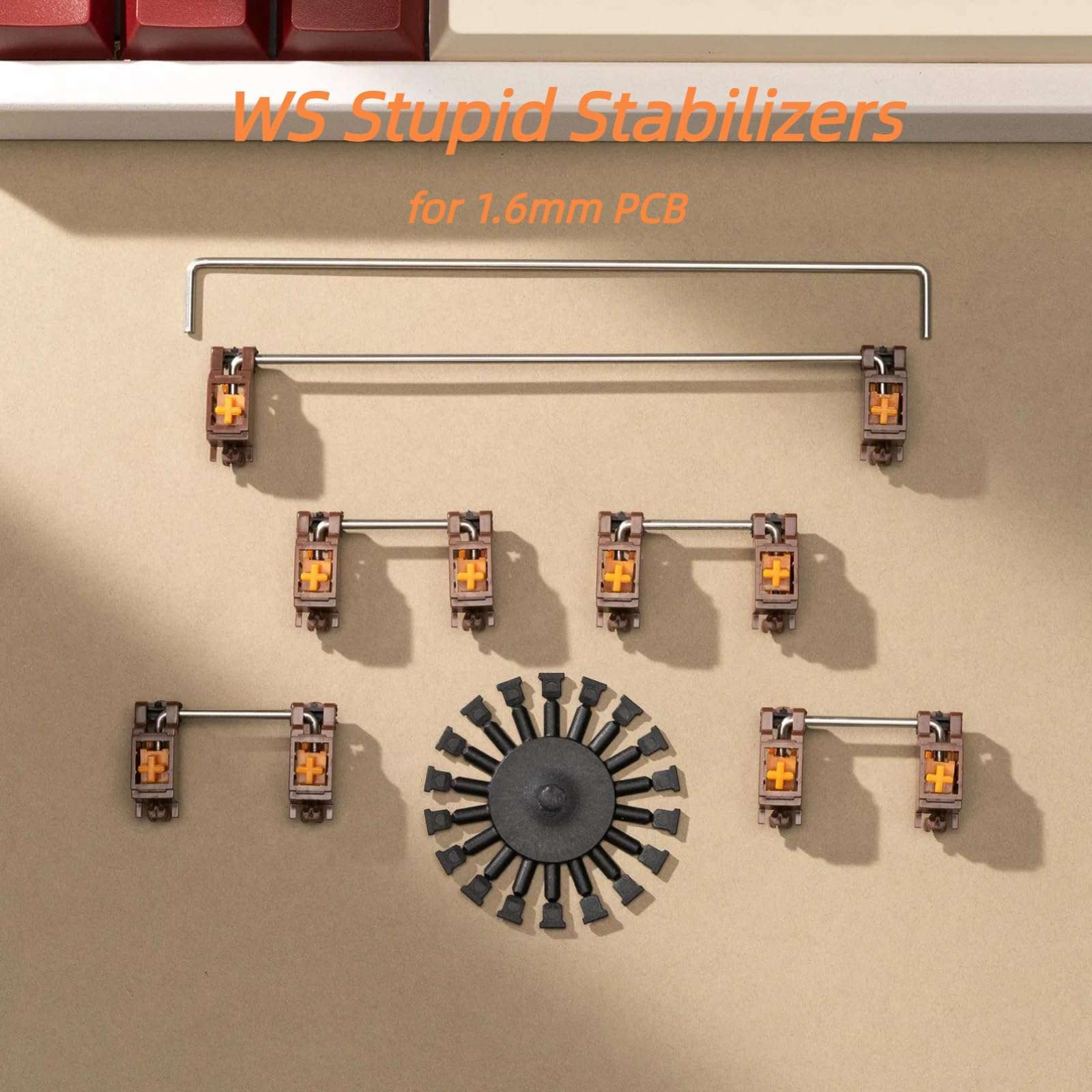 Stupid Keyboard Stabilizers, Snap-in Stabilizers with 2u 6.25u 7u Wires, 1.6mm PCB Mount Stabs Kit for Mechanical Keyboards MX Switches 3