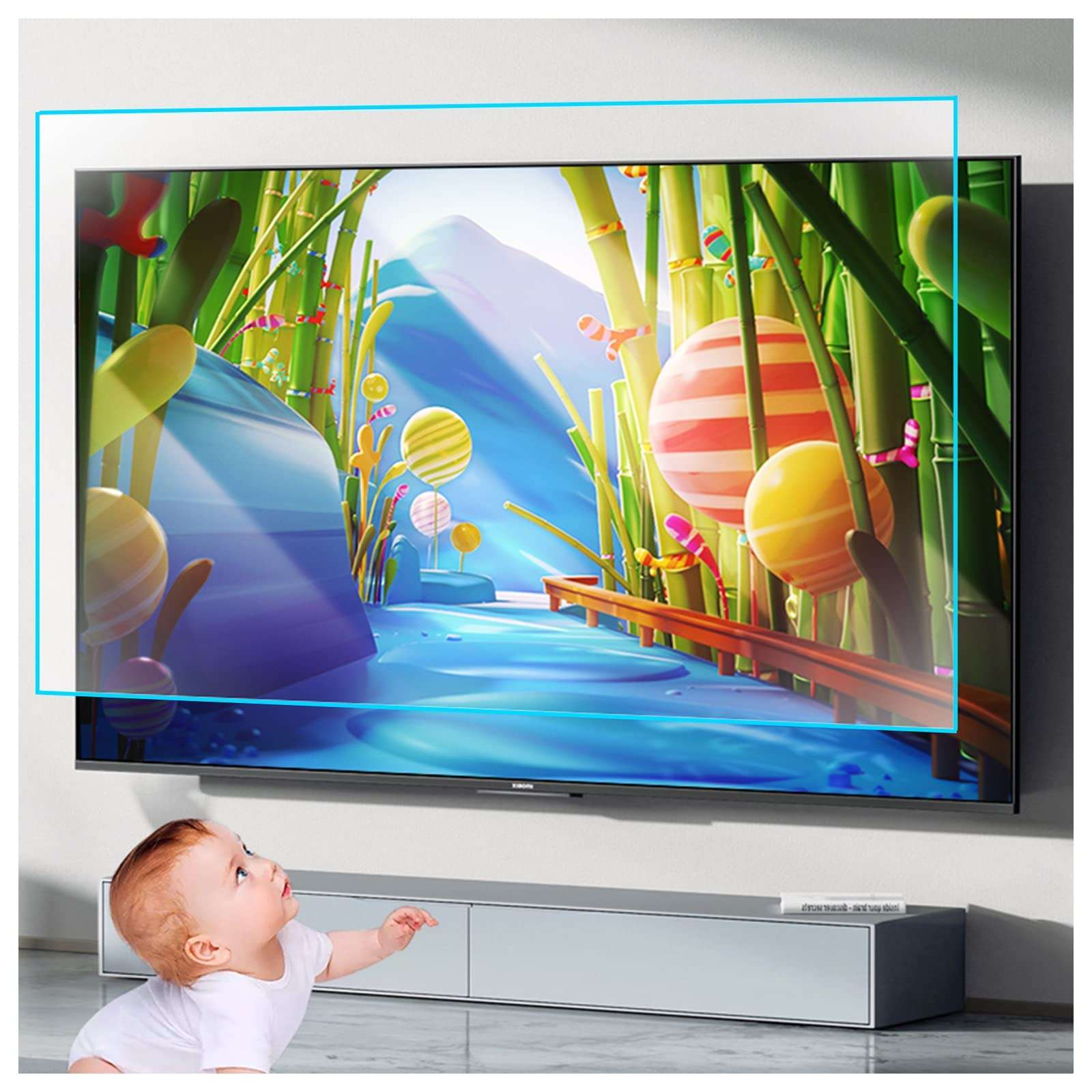 Anti-Glare TV Screen Protector, Eye Protection Blue Light Filter Film Relieve Eye Strain and Sleep Better - 23 Size, Accept Customization,32 in 698 x 392mm