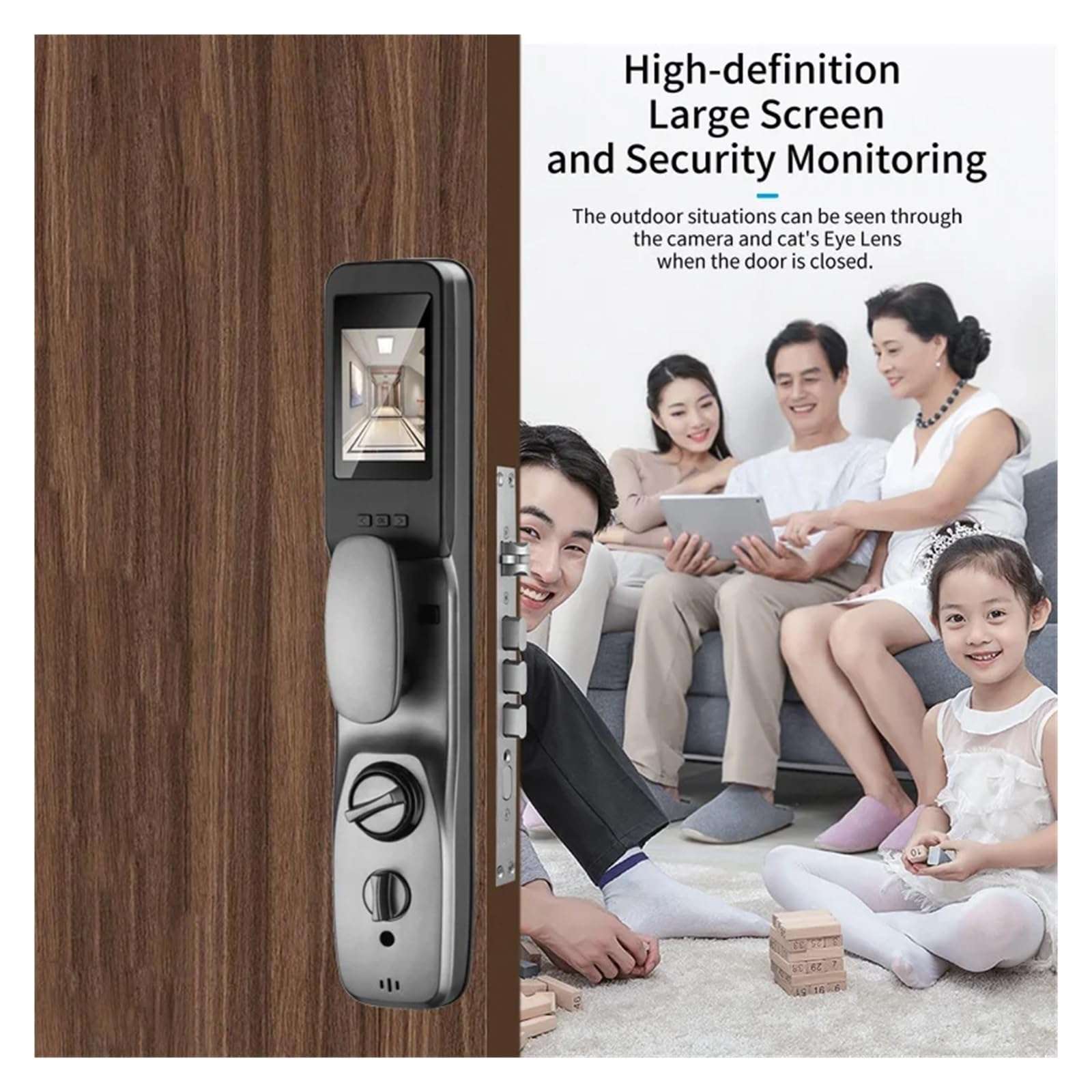 KIEEQGAK Tuya Smart Door Lock，with Surveillance Camera WiFi Wireless Fingerprinty Password App Unlock Digital Electronic Locks(Q8-Gold-6068R-30-300) 6