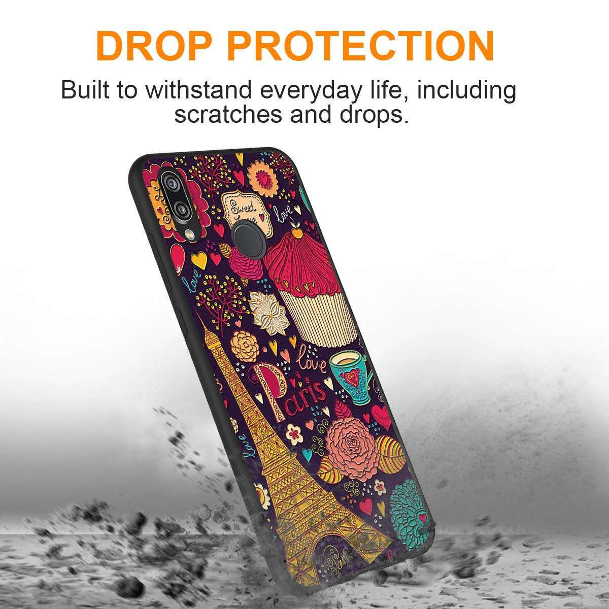 Yoedge Case for Huawei P20 Lite, Slim Soft Silicone Gel TPU Case Shockproof Luxury 3D Relief Floral Printing Pattern Back Cover Bumper for Huawei P20 Lite (Tower) 3