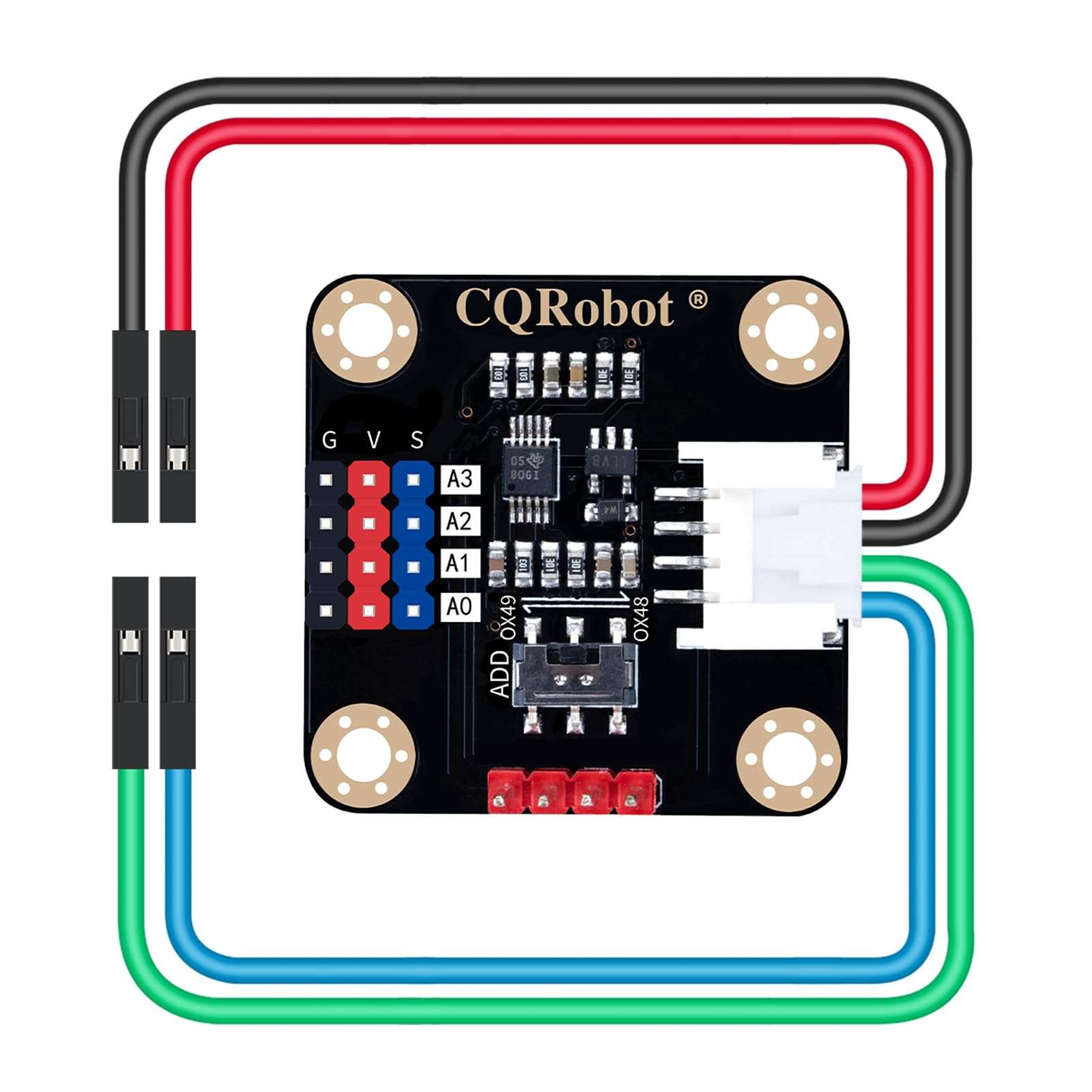 CQRobot ADS1115 16-Bit ADC Conversion Module Compatible with Raspberry Pi and Arduino Boards. Achieve Analog and Digital Signal Acquisition or Conversion, 3.3V to 5V, I2C Address Selection Switch.