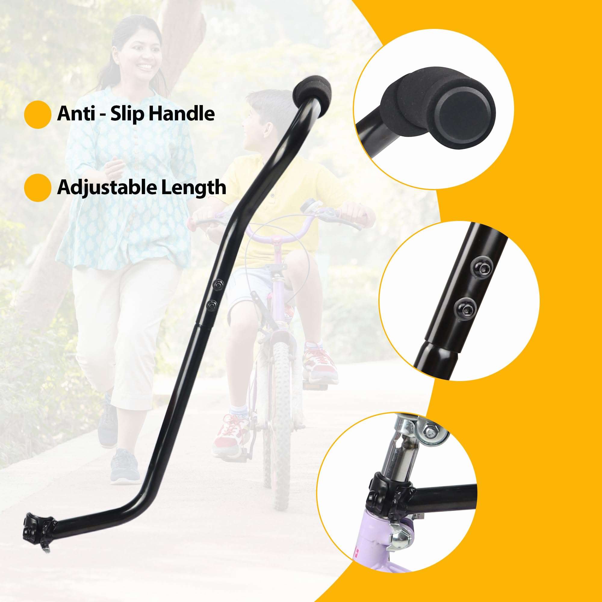 MEGHNA Kids Bike Training Push Handle Detachable Kids Bike Learning Handle Push Bar Safety Balance Bar for Children Bikes 6
